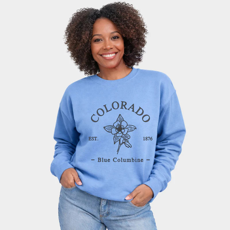 Embroidered Colorado Flower - Women's Graphic Sweatshirt