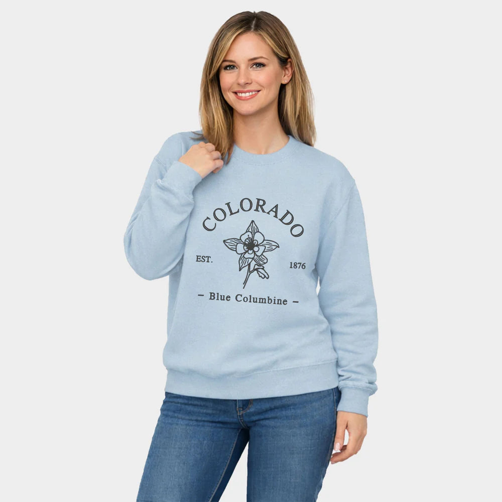 Embroidered Colorado Flower - Women's Graphic Sweatshirt