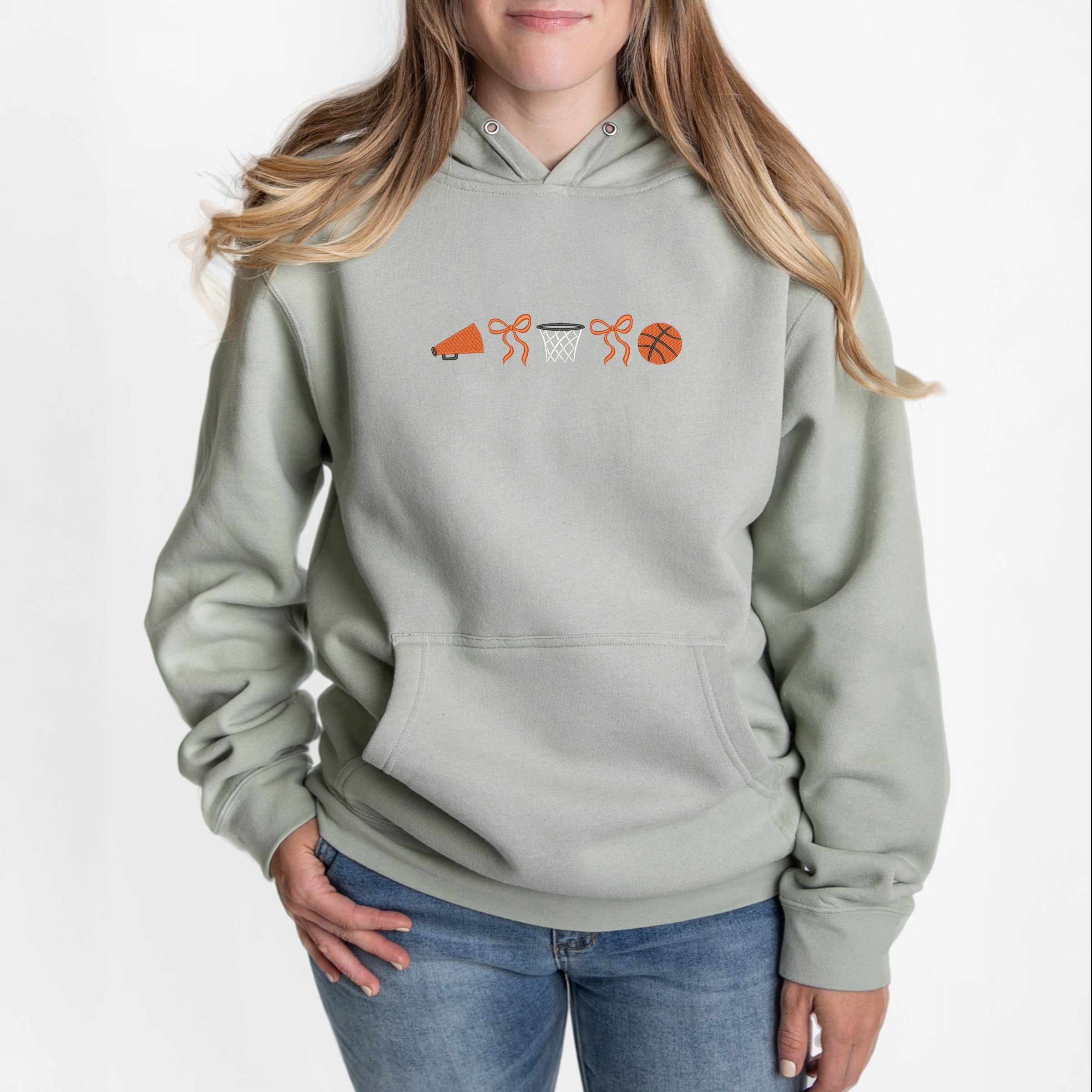 Embroidered Basketball Icons - Women's Graphic Hoodie