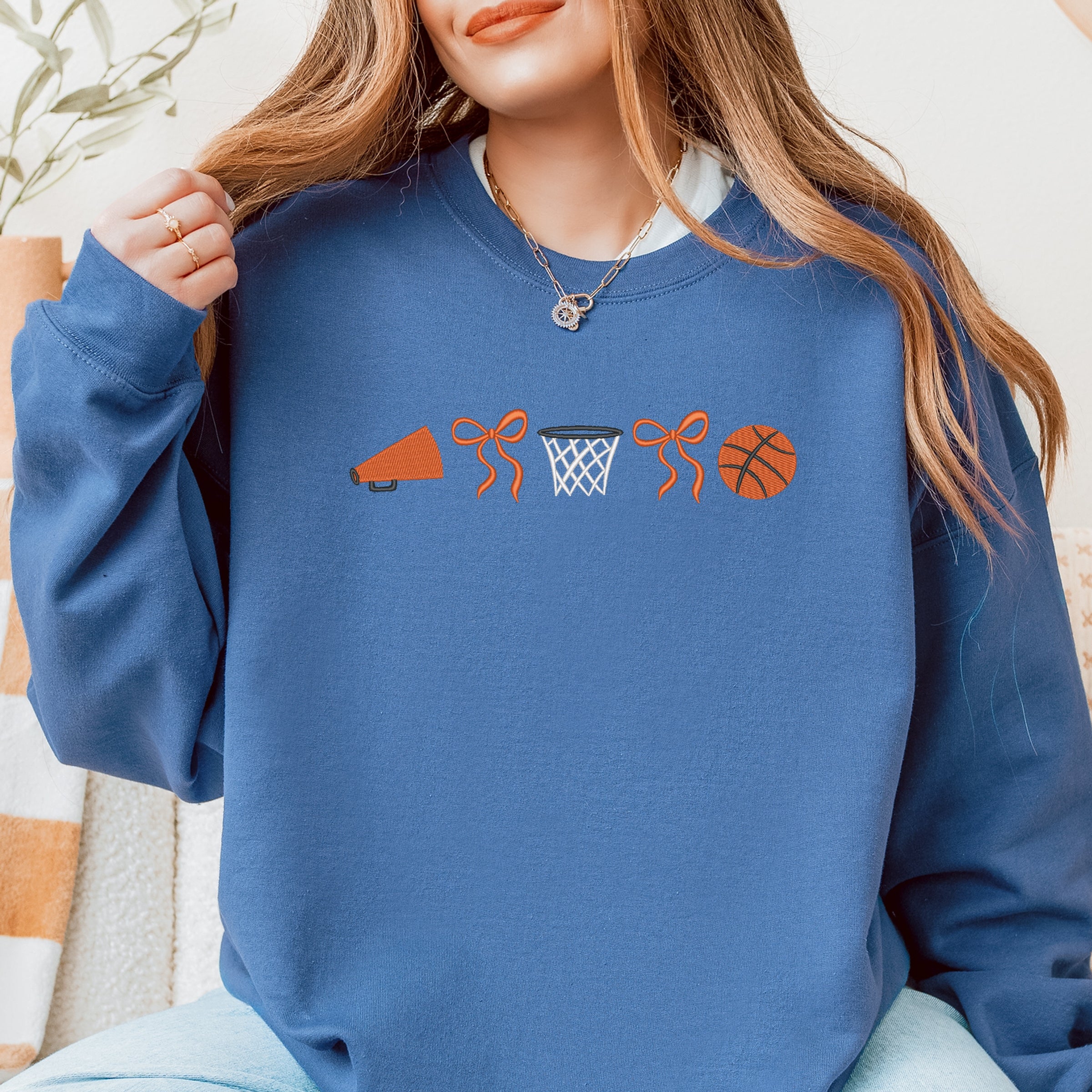 Embroidered Basketball Icons - Women's Graphic Sweatshirt