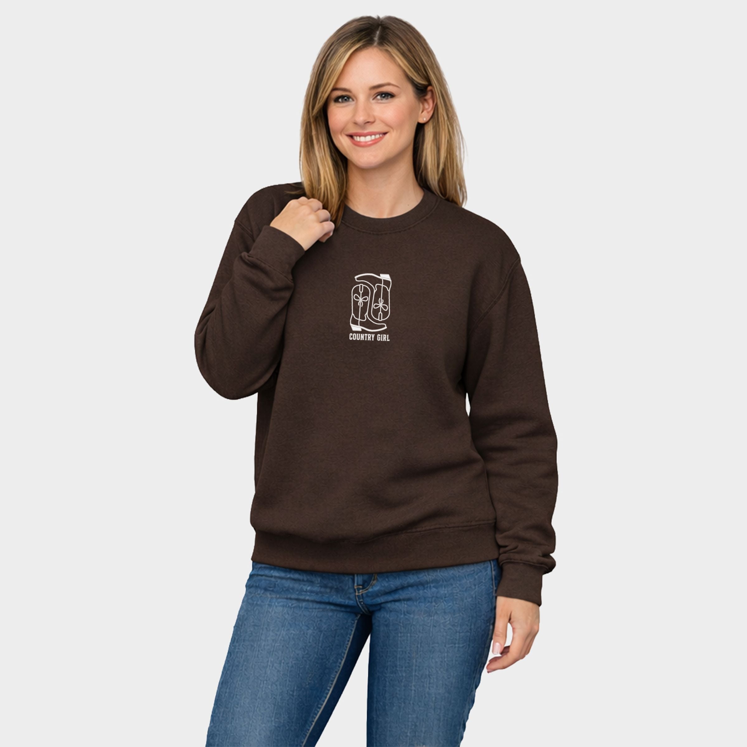 Embroidered Boots Country Girl - Women's Graphic Sweatshirt