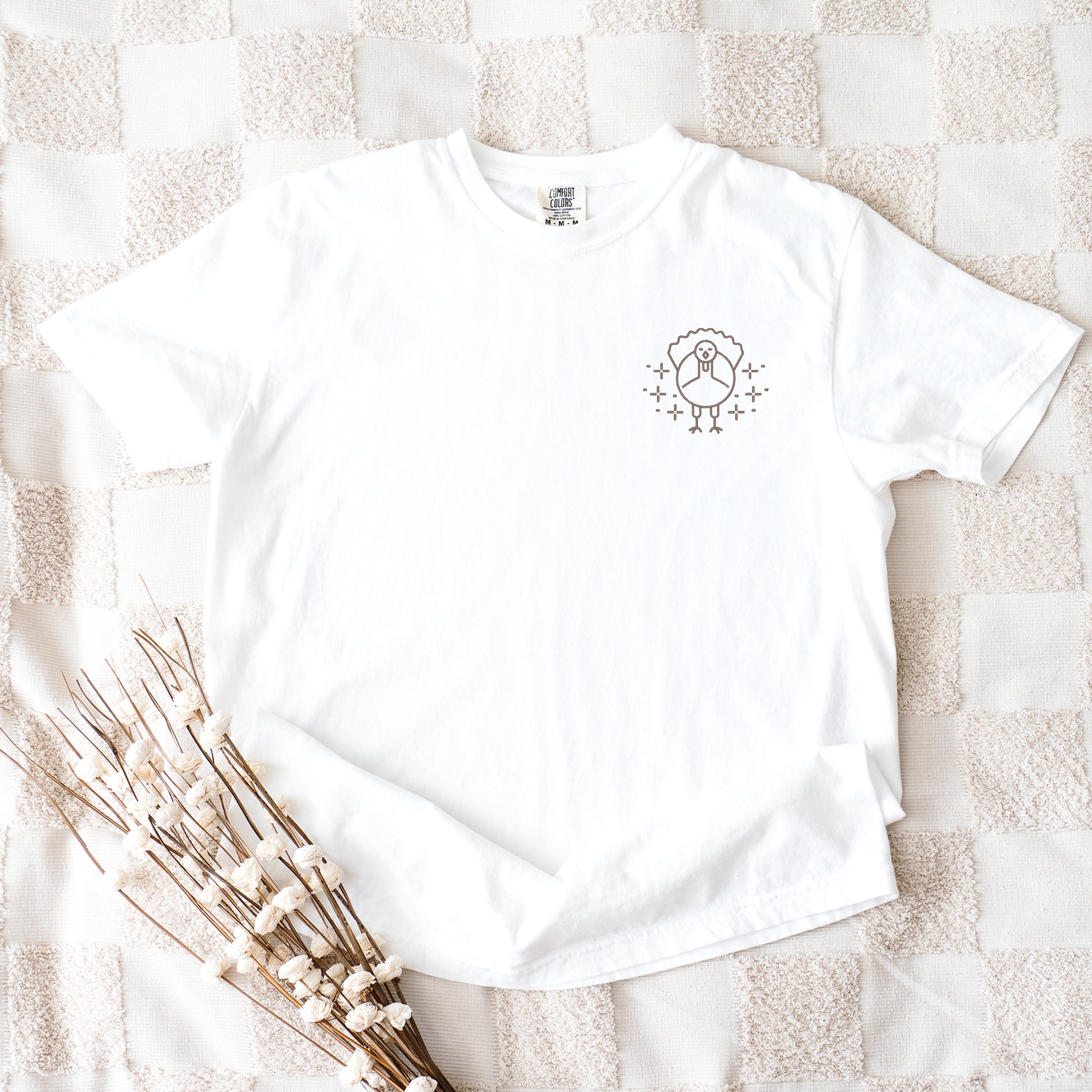 Embroidered Turkey Sparkles - Womens Garment Dyed Tee