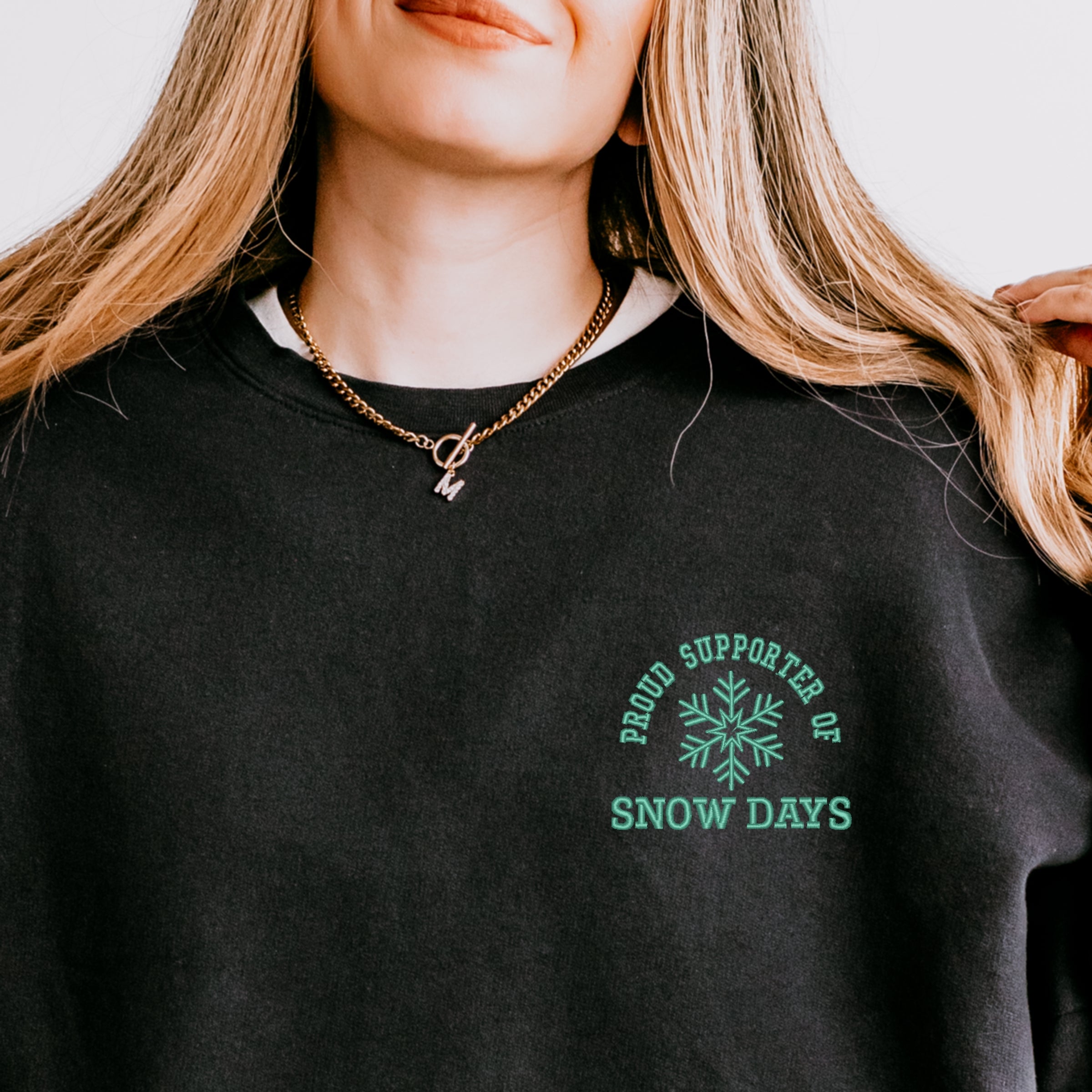 Embroidered Proud Supporter Snow Days - Women's Lightweight Garment Dyed Sweatshirt
