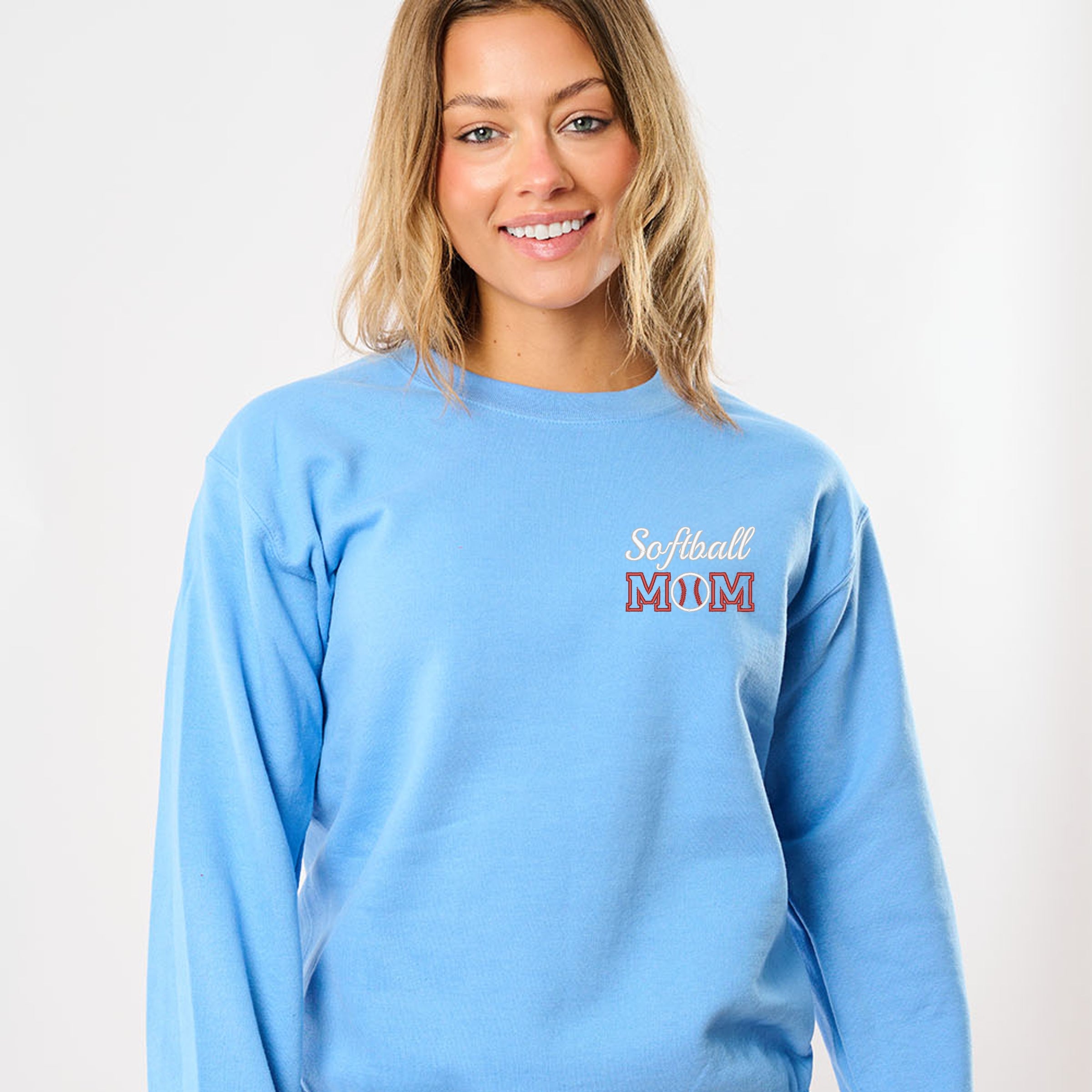 Embroidered Softball Mom - Women's Graphic Sweatshirt