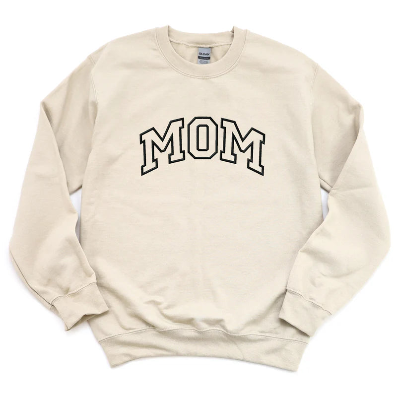 Embroidered Mom Varsity Outline - Women's Graphic Sweatshirt