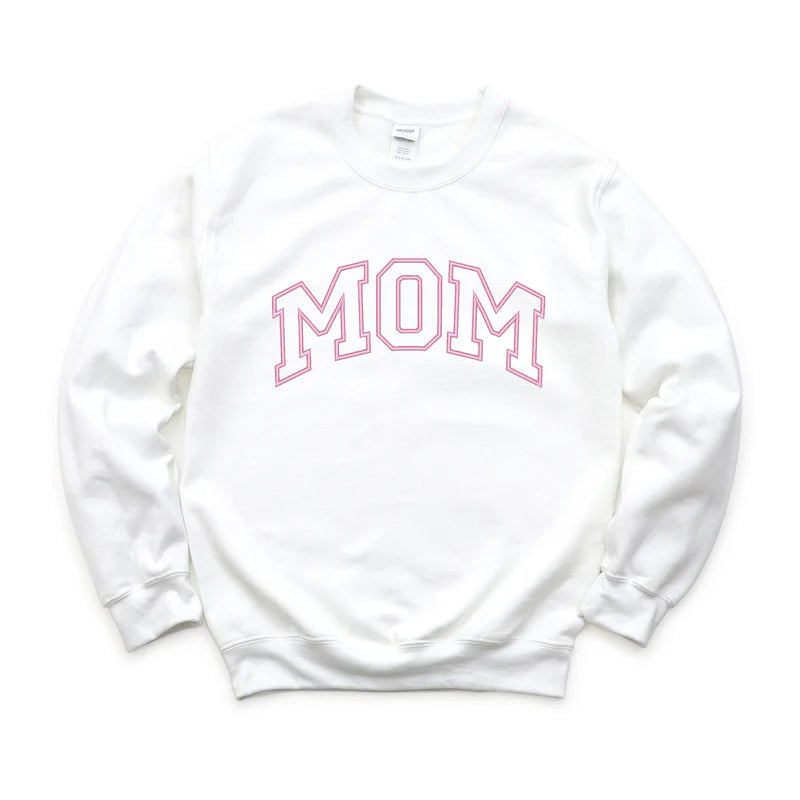 Embroidered Mom Varsity Outline - Women's Graphic Sweatshirt