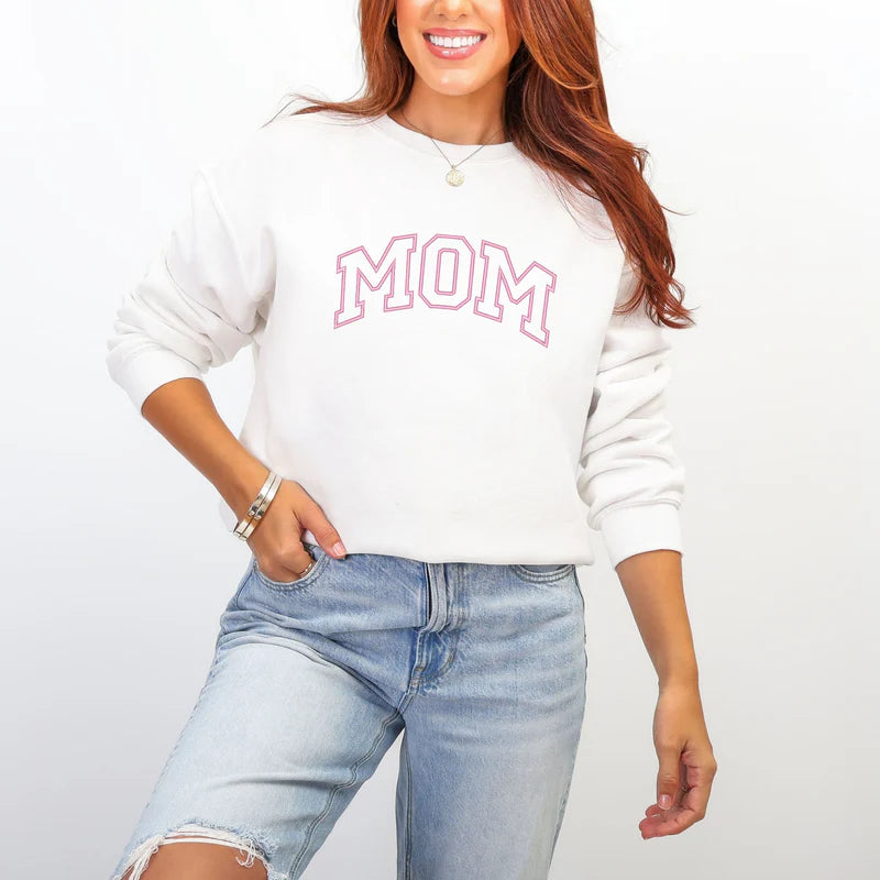 Embroidered Mom Varsity Outline - Women's Graphic Sweatshirt