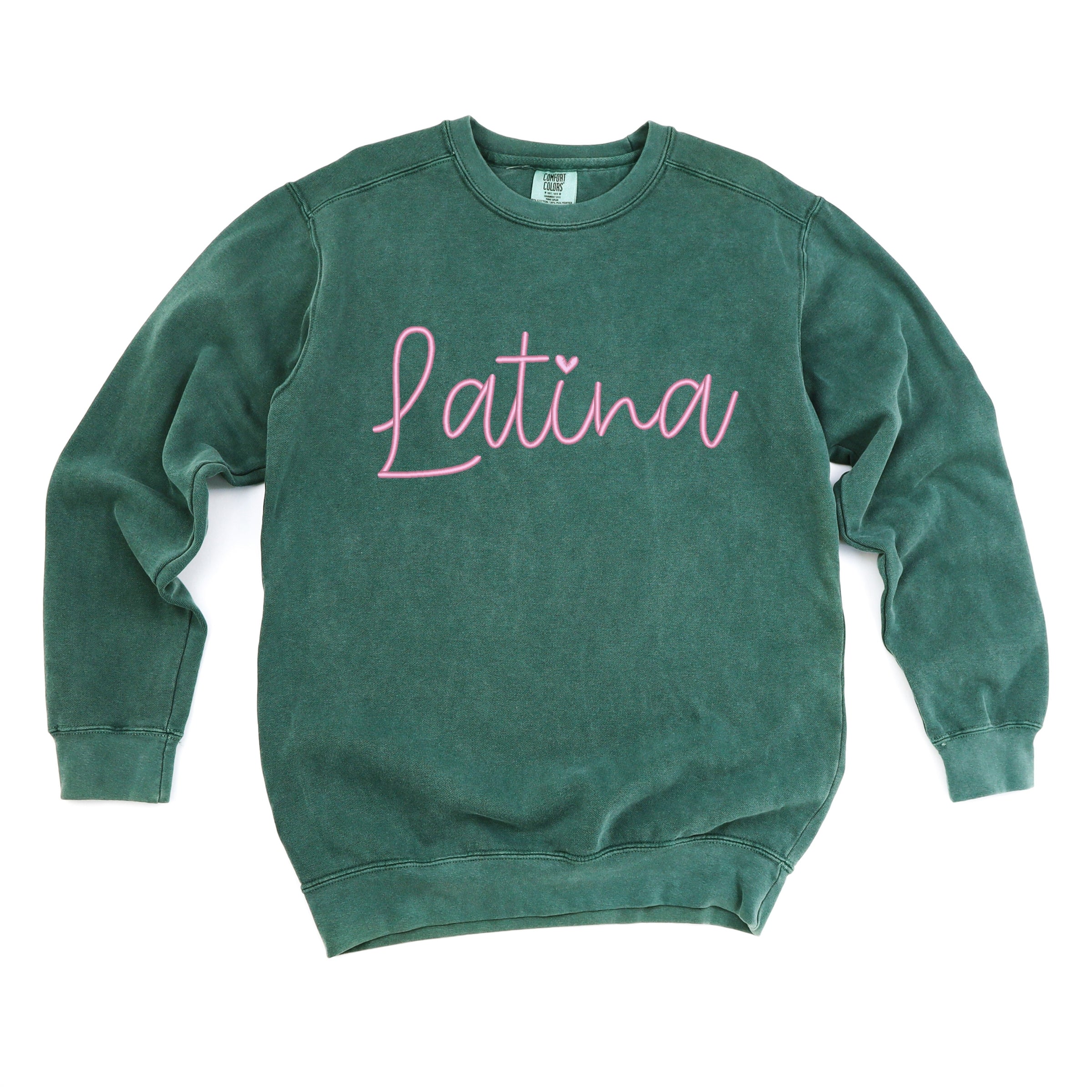 Embroidered Latina Cursive - Women's Garment Dyed Graphic Sweatshirt