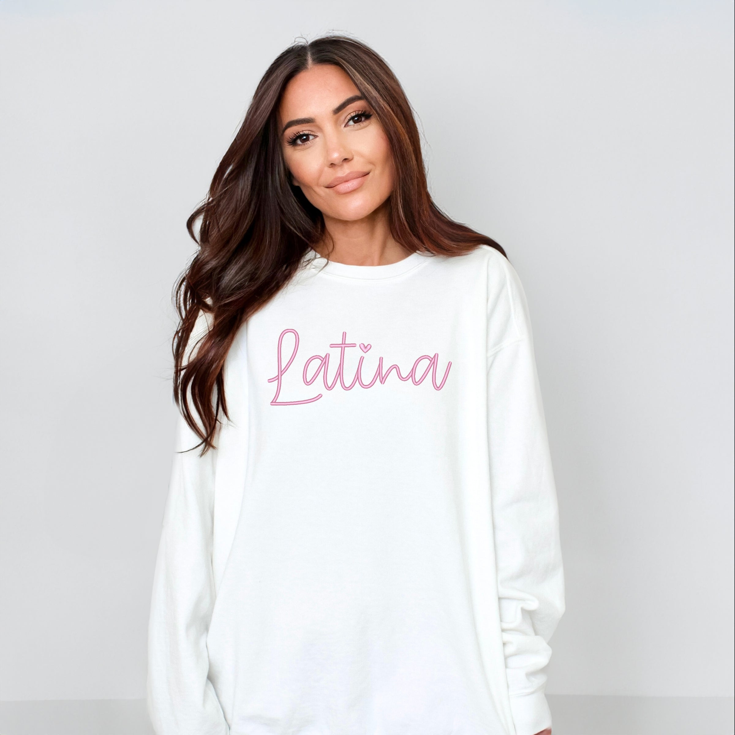 Embroidered Latina Cursive - Women's Garment Dyed Graphic Sweatshirt
