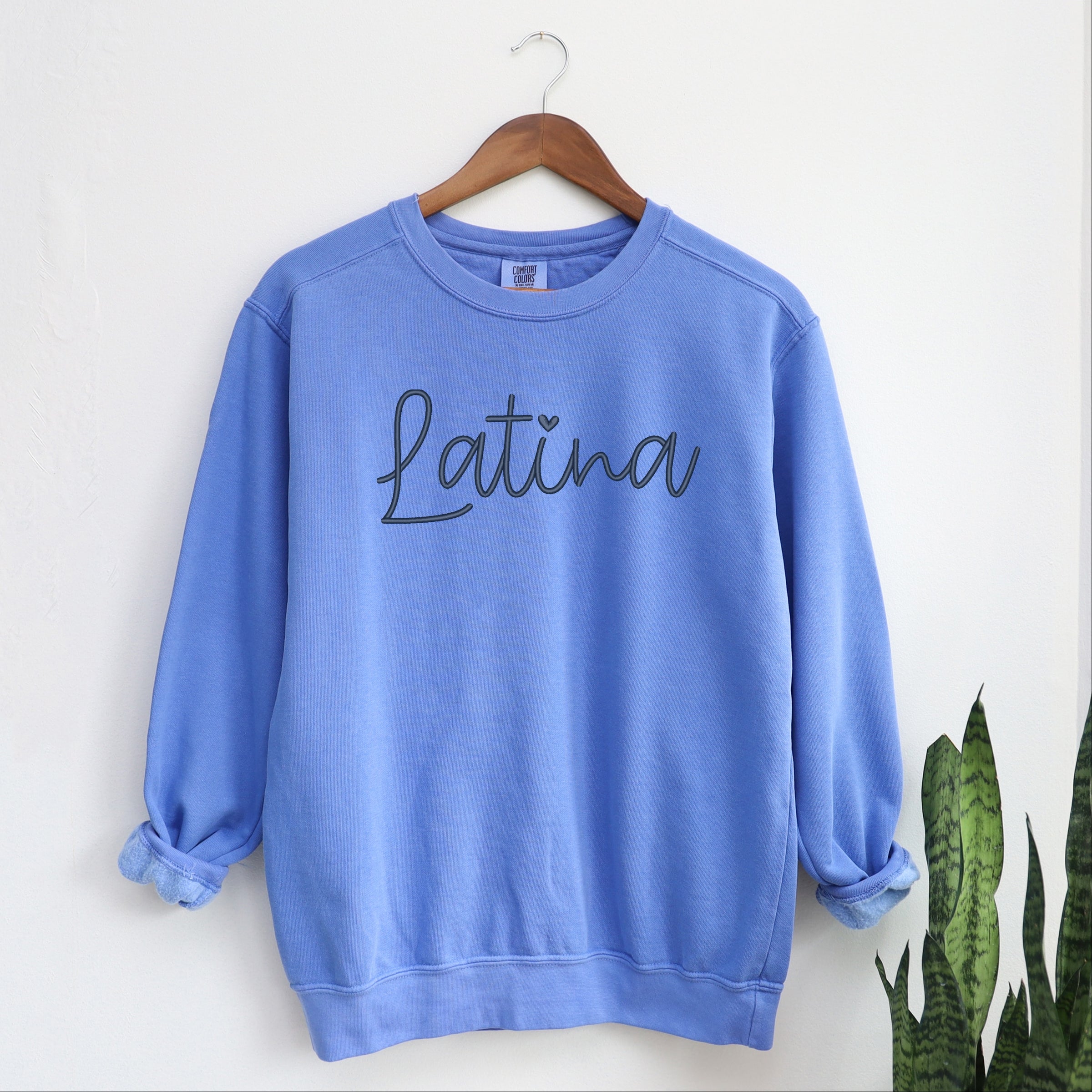 Embroidered Latina Cursive - Women's Garment Dyed Graphic Sweatshirt