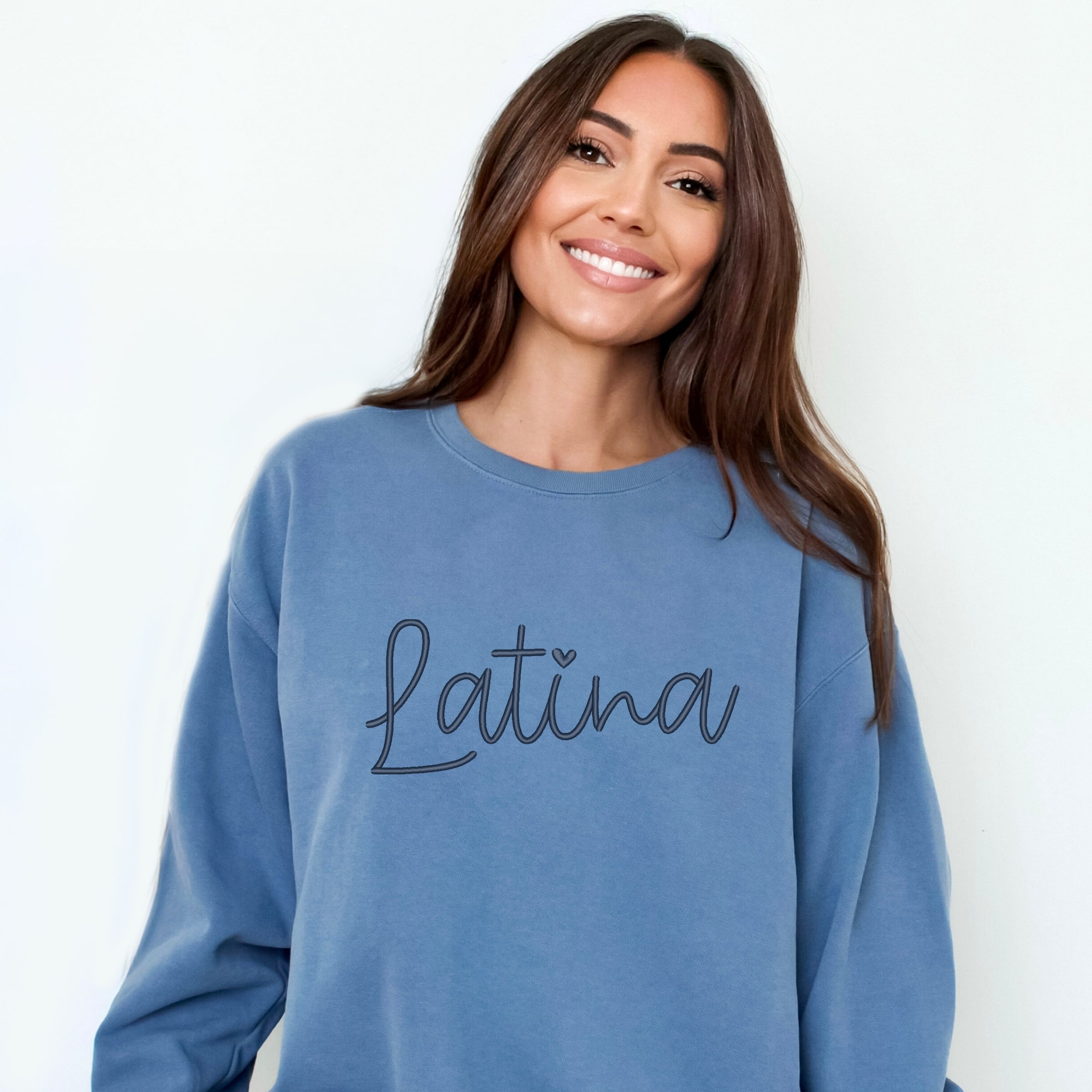 Embroidered Latina Cursive - Women's Garment Dyed Graphic Sweatshirt