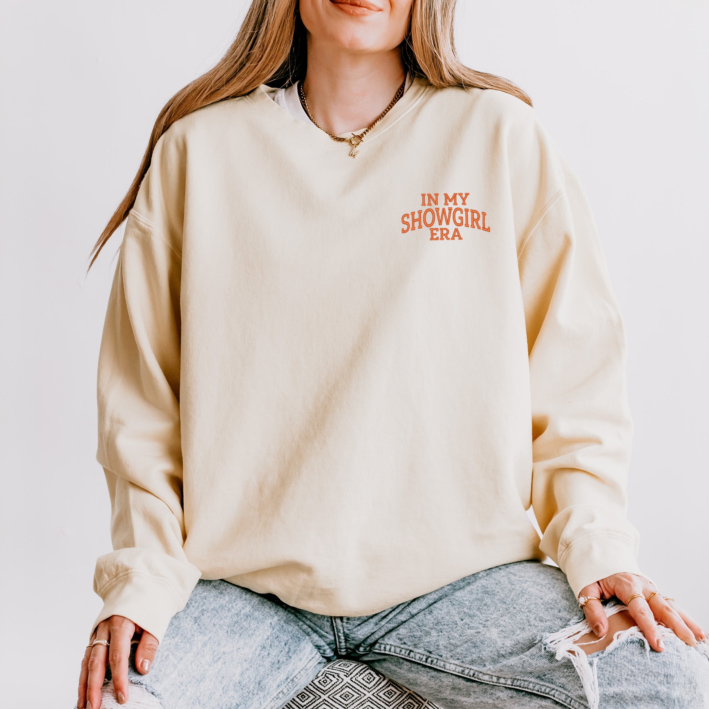 Embroidered In My Showgirl Era - Women's Lightweight Garment Dyed Sweatshirt