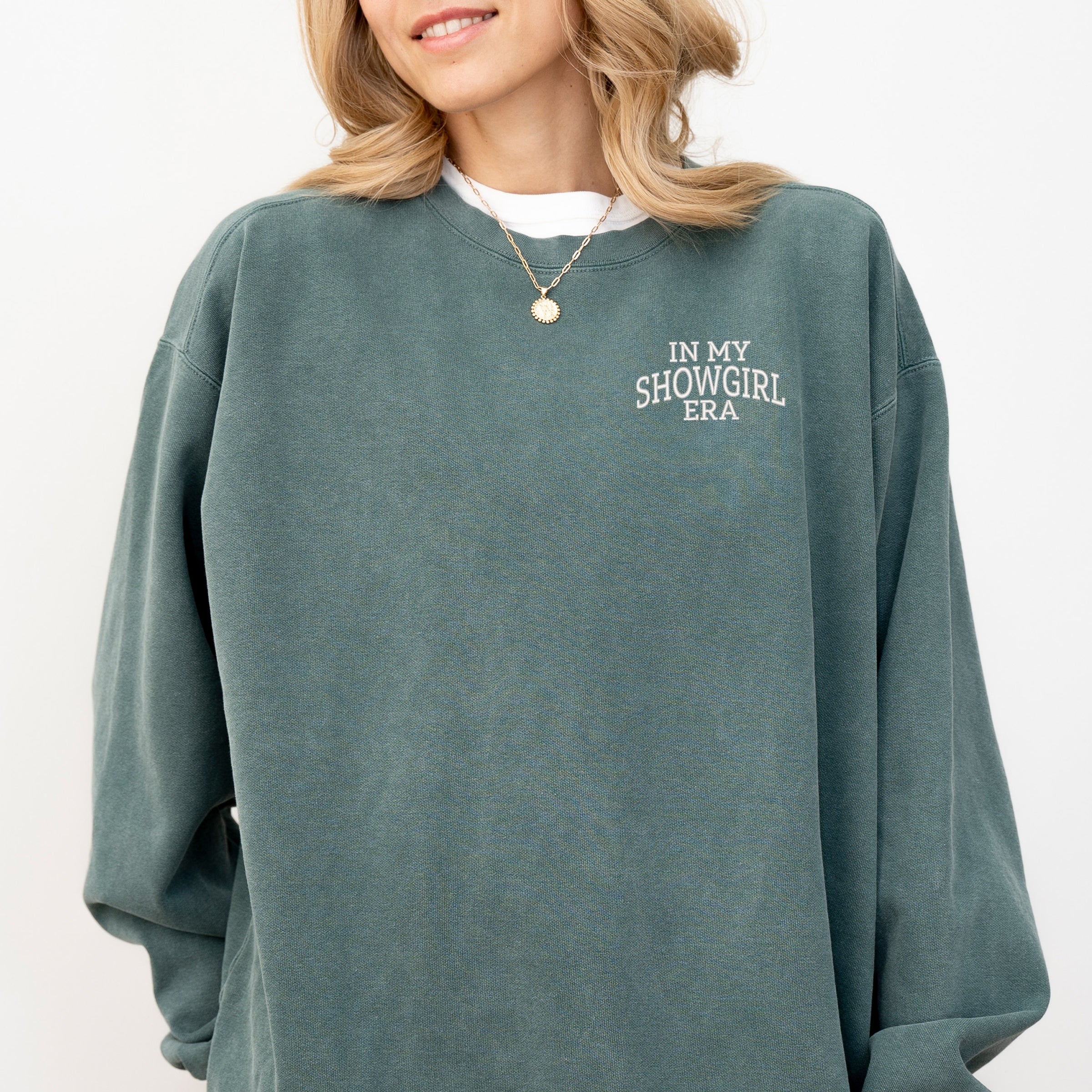 Embroidered In My Showgirl Era - Women's Garment Dyed Graphic Sweatshirt