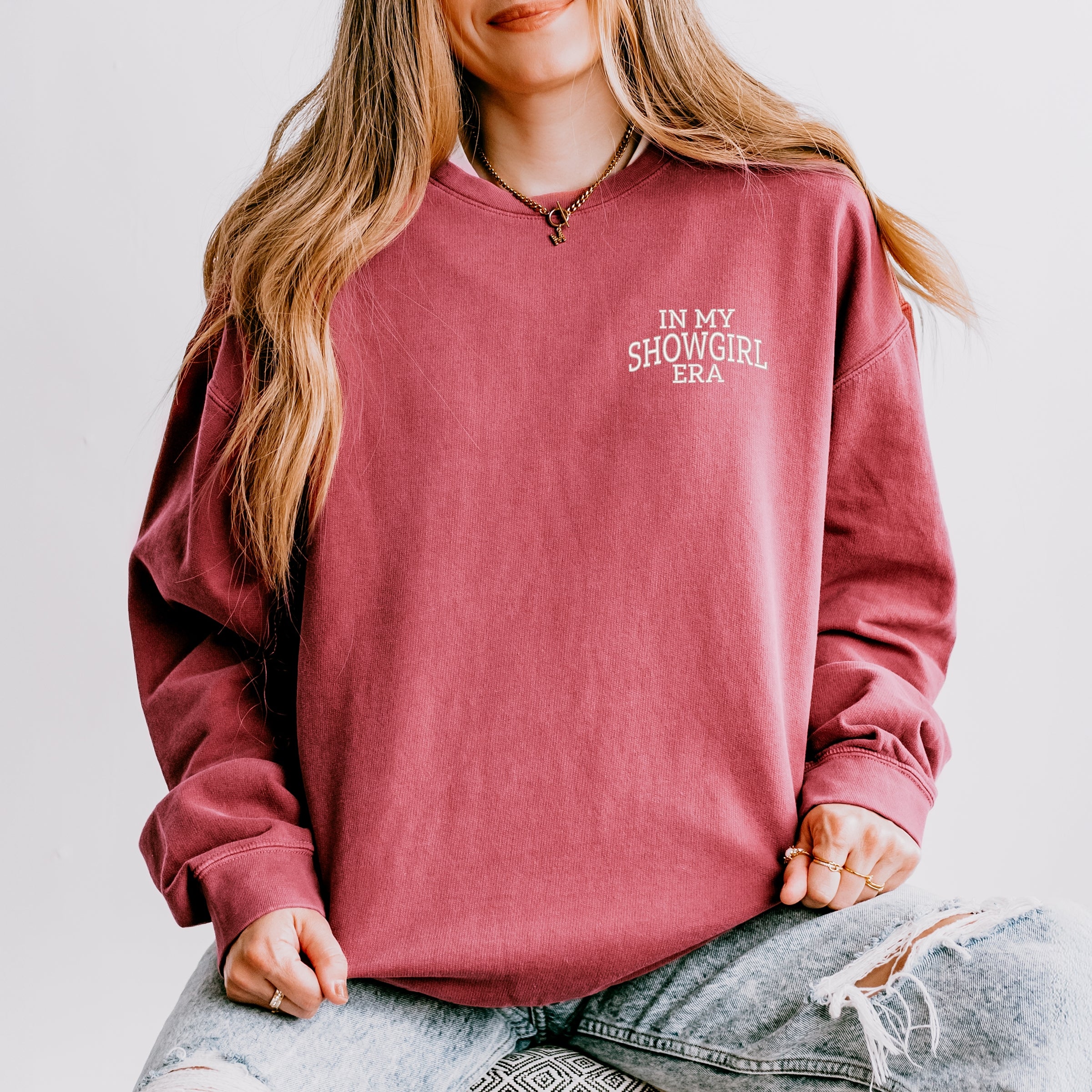 Embroidered In My Showgirl Era - Women's Lightweight Garment Dyed Sweatshirt