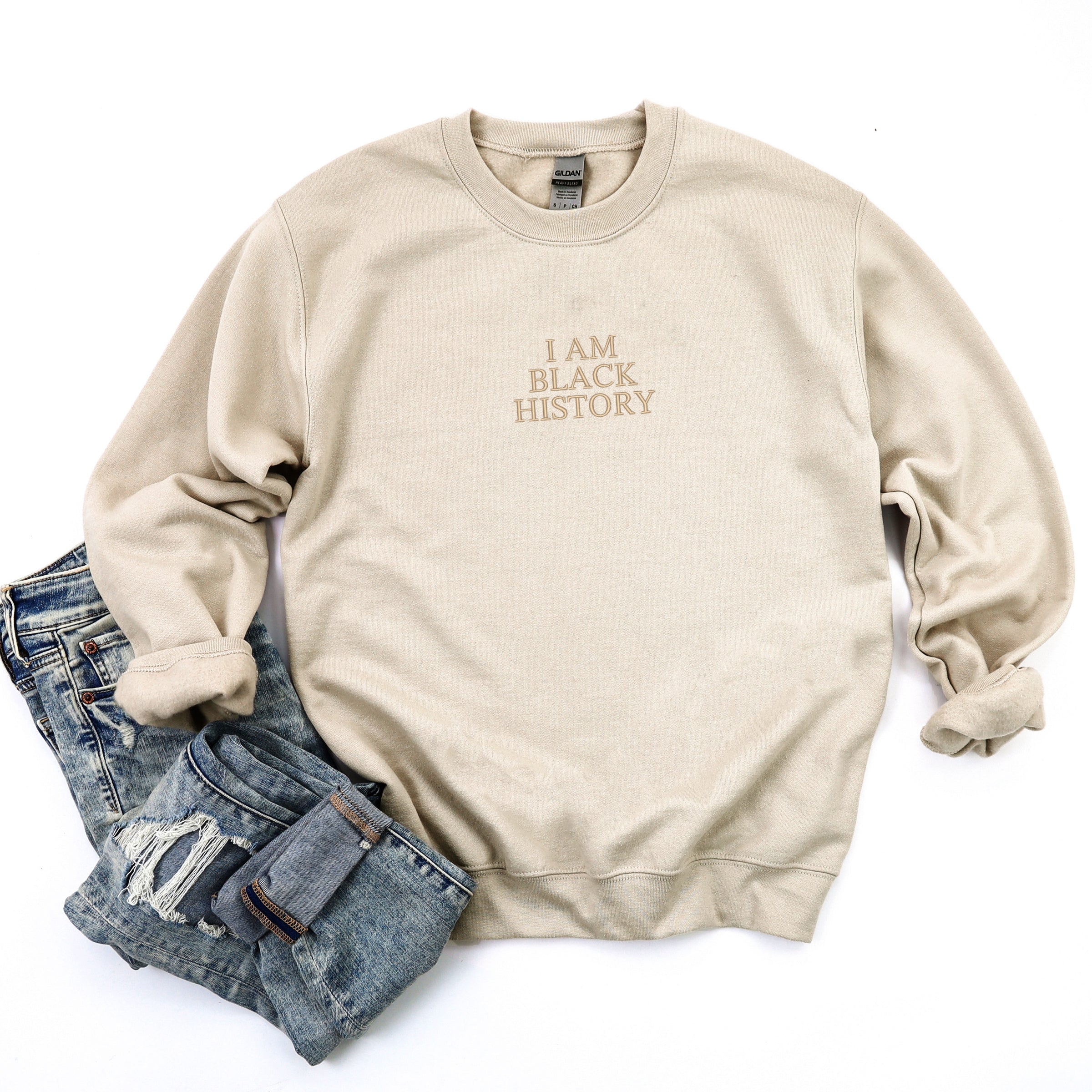 Embroidered I Am Black History - Women's Graphic Sweatshirt