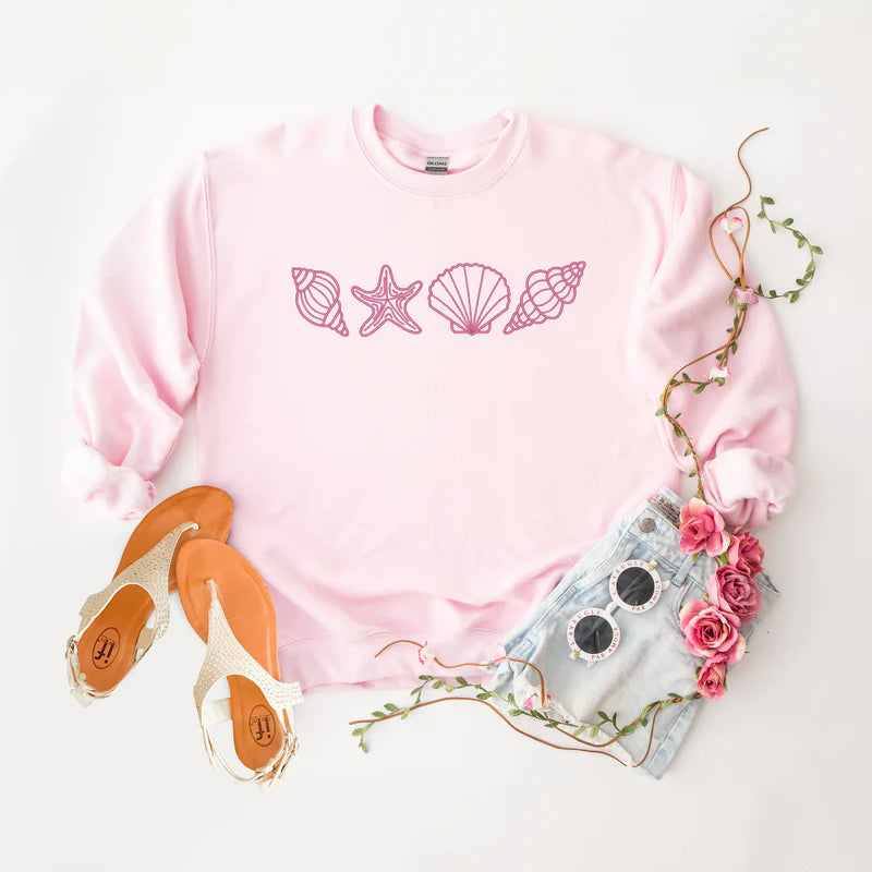 Embroidered Seashells - Women's Graphic Sweatshirt