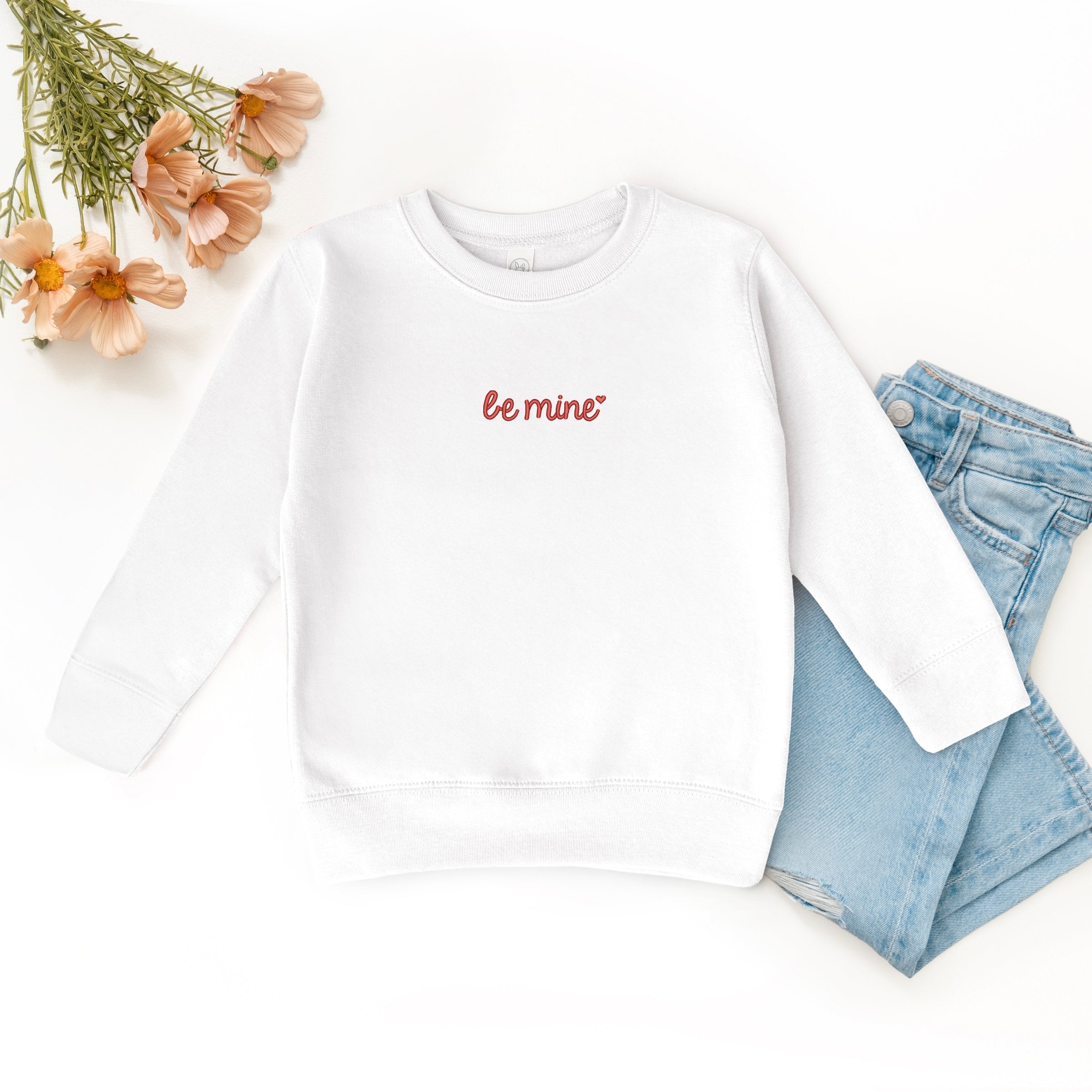 Embroidered Be Mine Heart - Toddler Graphic Sweatshirt