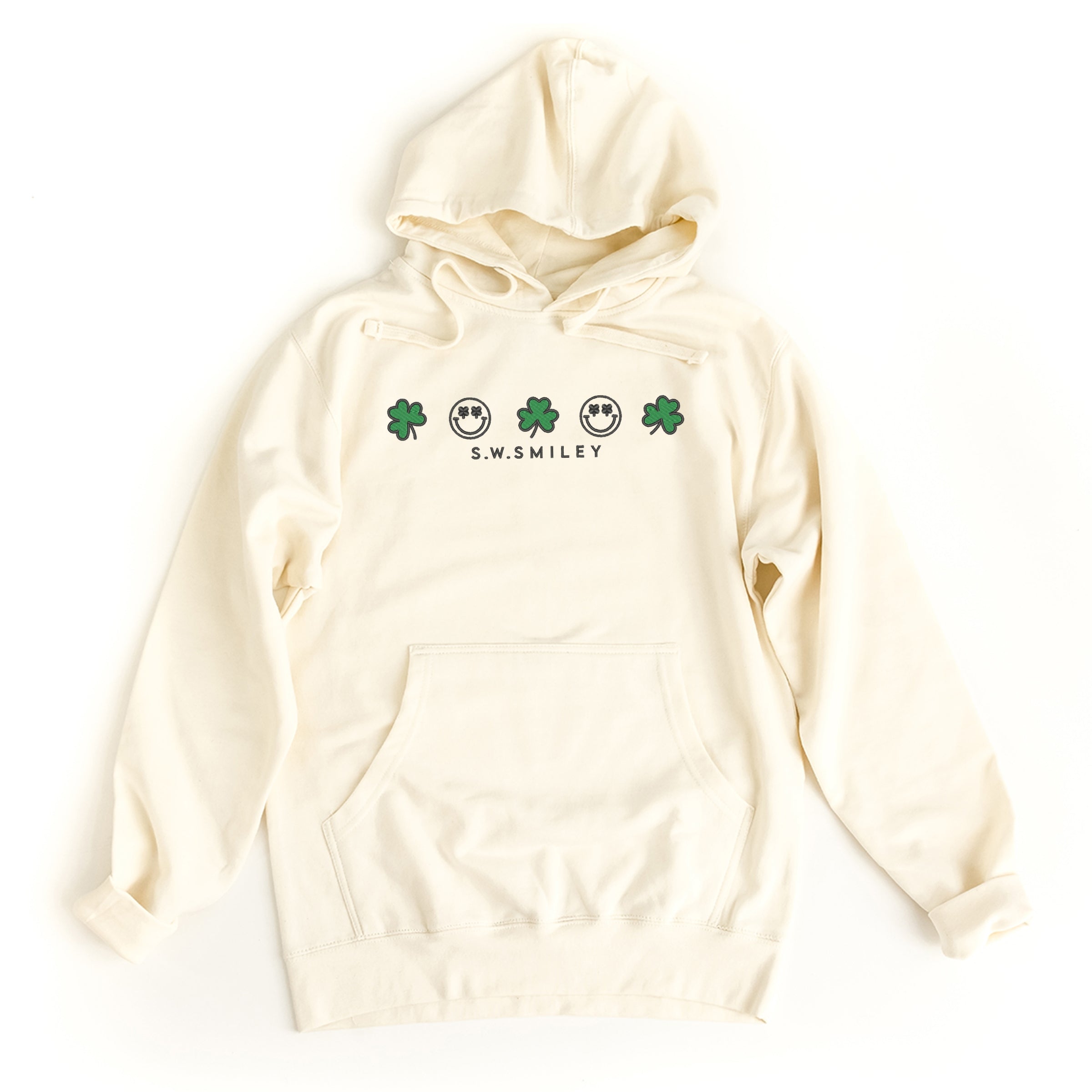 Embroidered S.W. Smiley Clovers Row - Women's Graphic Hoodie