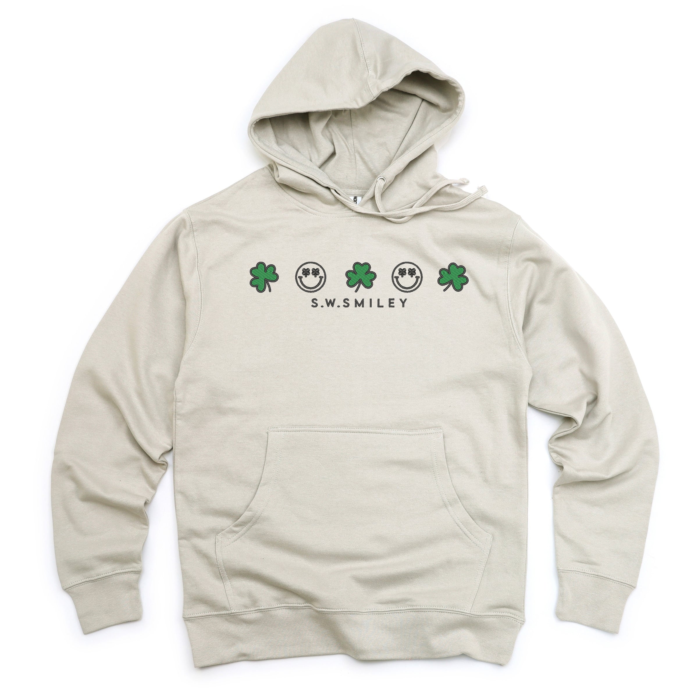 Embroidered S.W. Smiley Clovers Row - Women's Graphic Hoodie