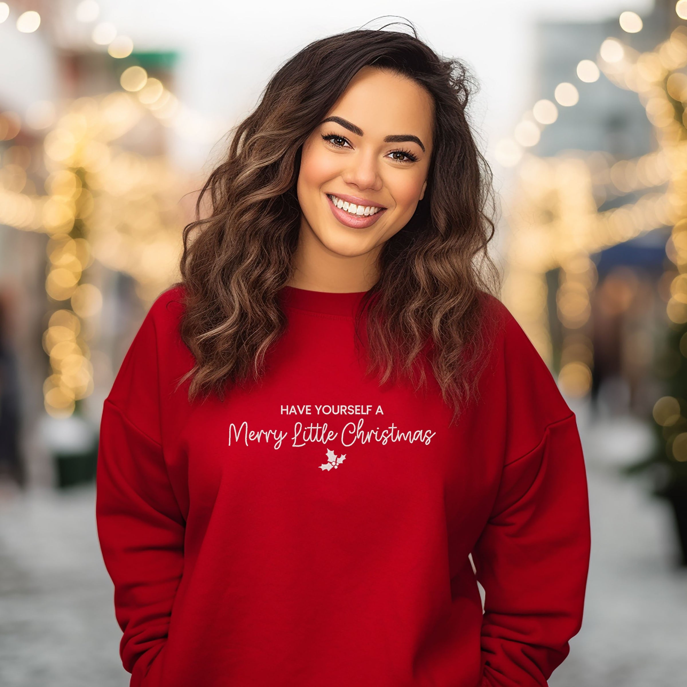 Embroidered Merry Little Christmas - Women's Graphic Sweatshirt