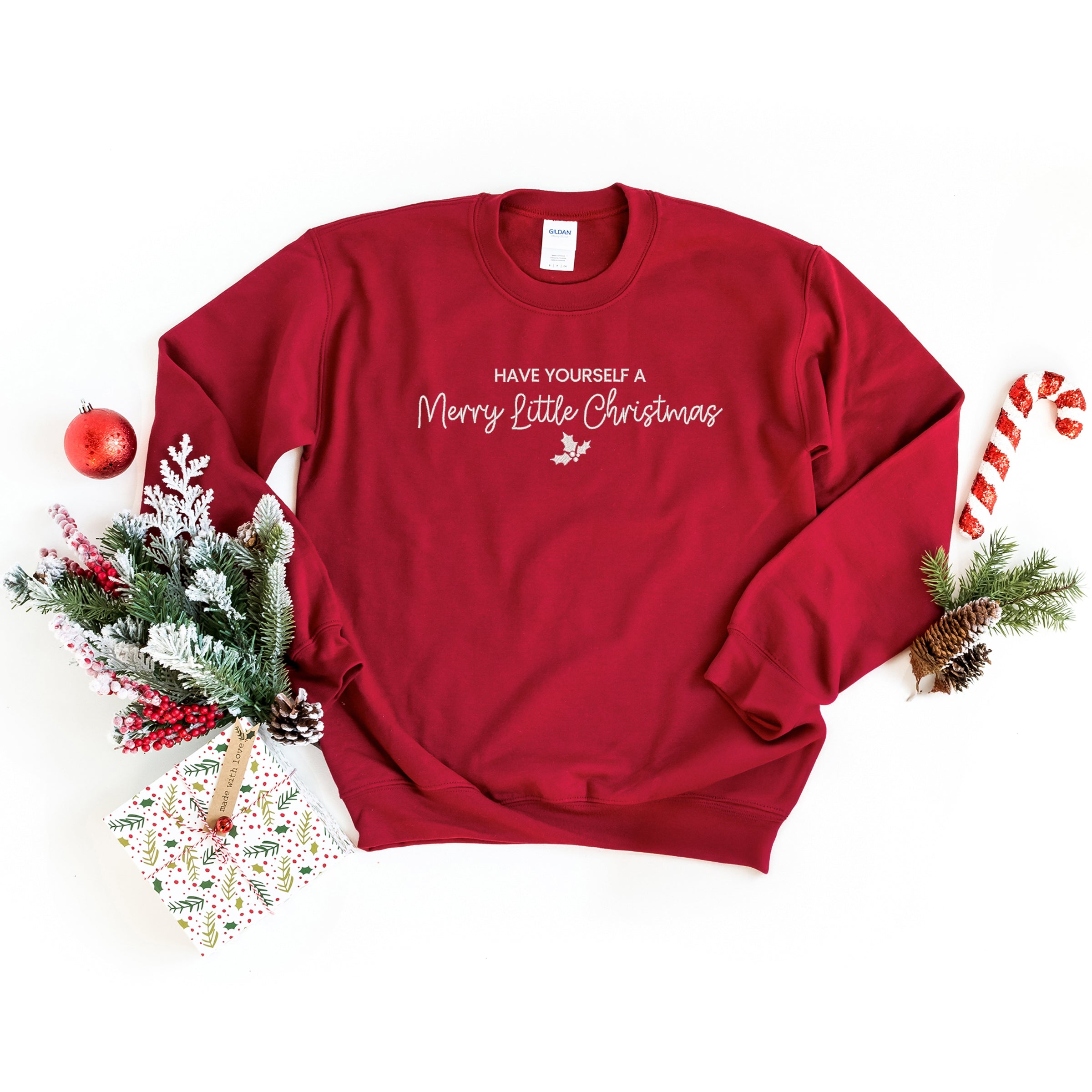 Embroidered Merry Little Christmas - Women's Graphic Sweatshirt