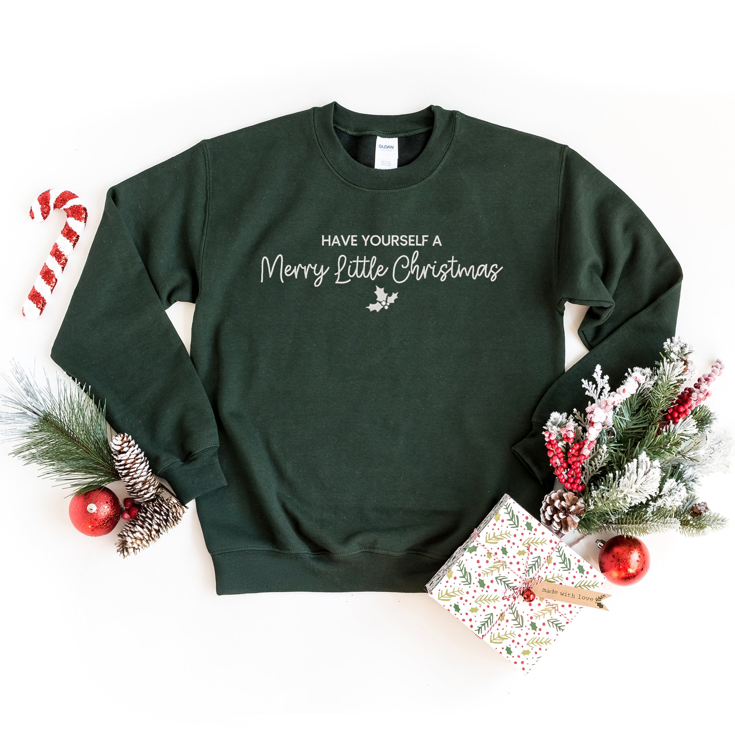 Embroidered Merry Little Christmas - Women's Graphic Sweatshirt