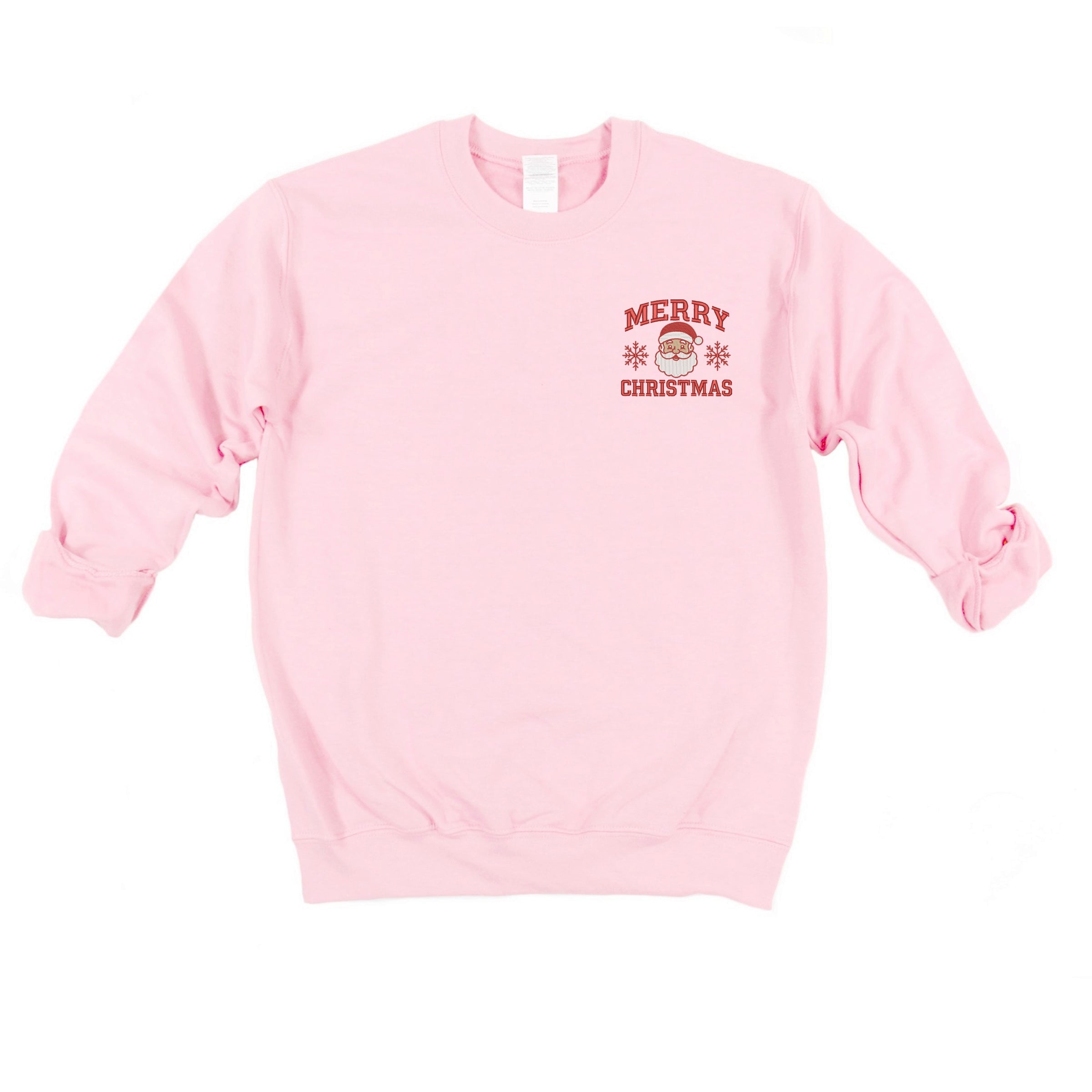 Embroidered Merry Christmas Santa Snowflake - Women's Graphic Sweatshirt