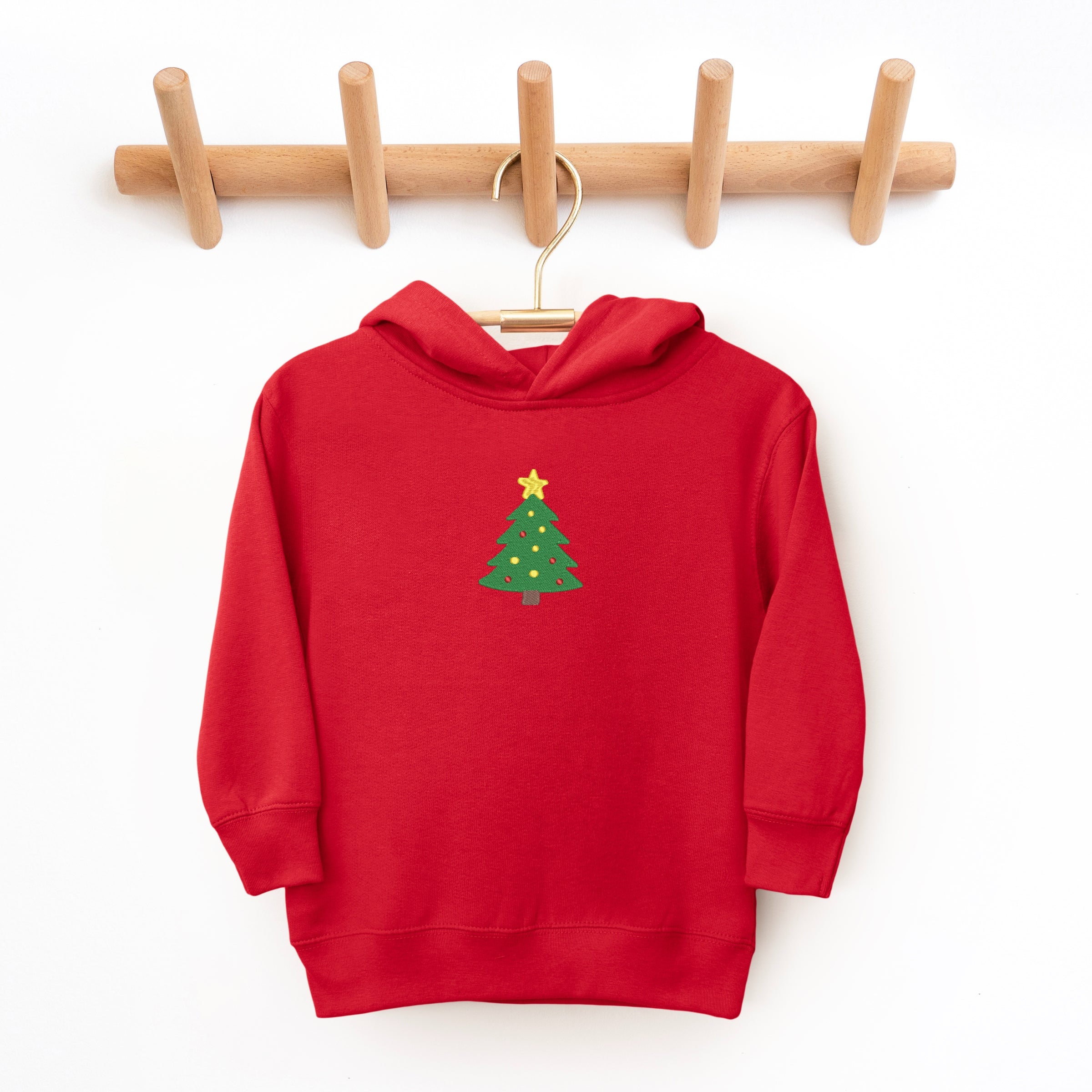 Embroidered Christmas Tree With Ornaments - Toddler Hoodie