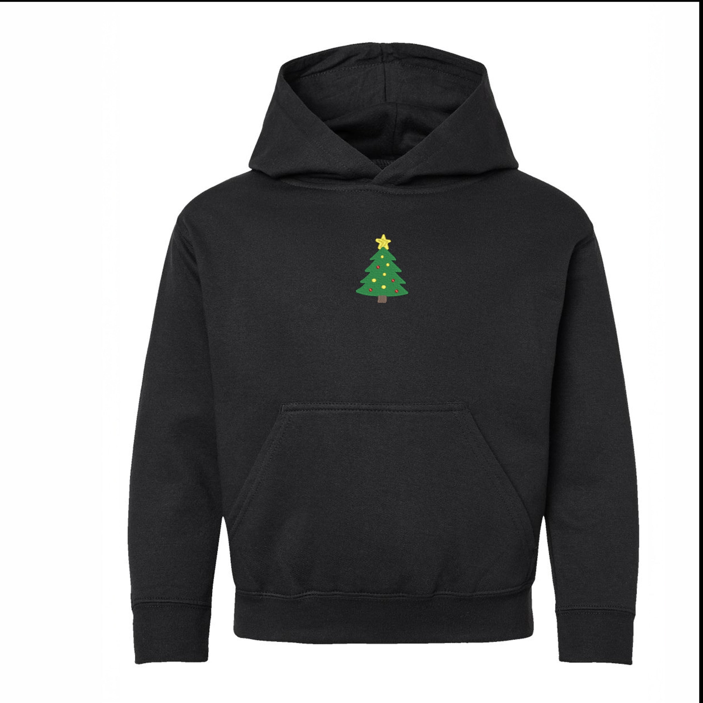 Embroidered Christmas Tree With Ornaments - Youth Graphic Hoodie