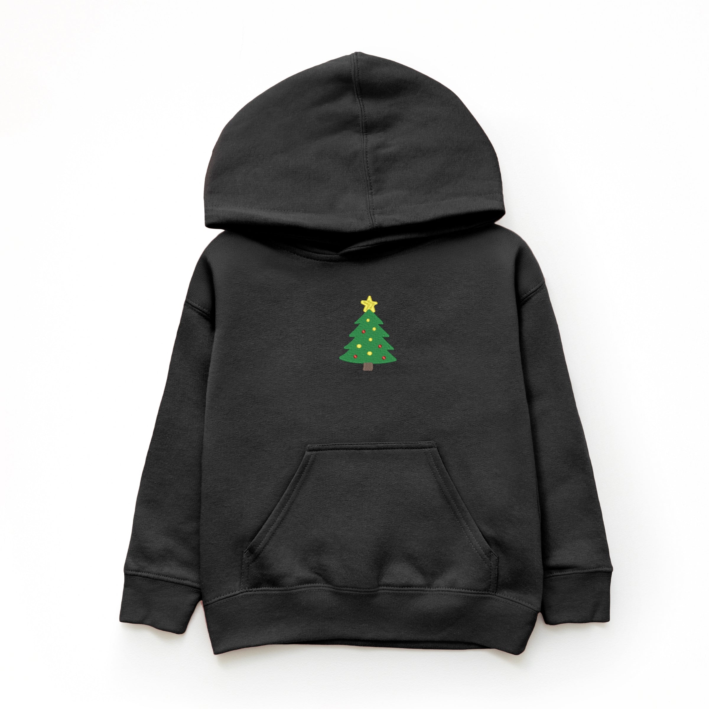 Embroidered Christmas Tree With Ornaments - Youth Graphic Hoodie