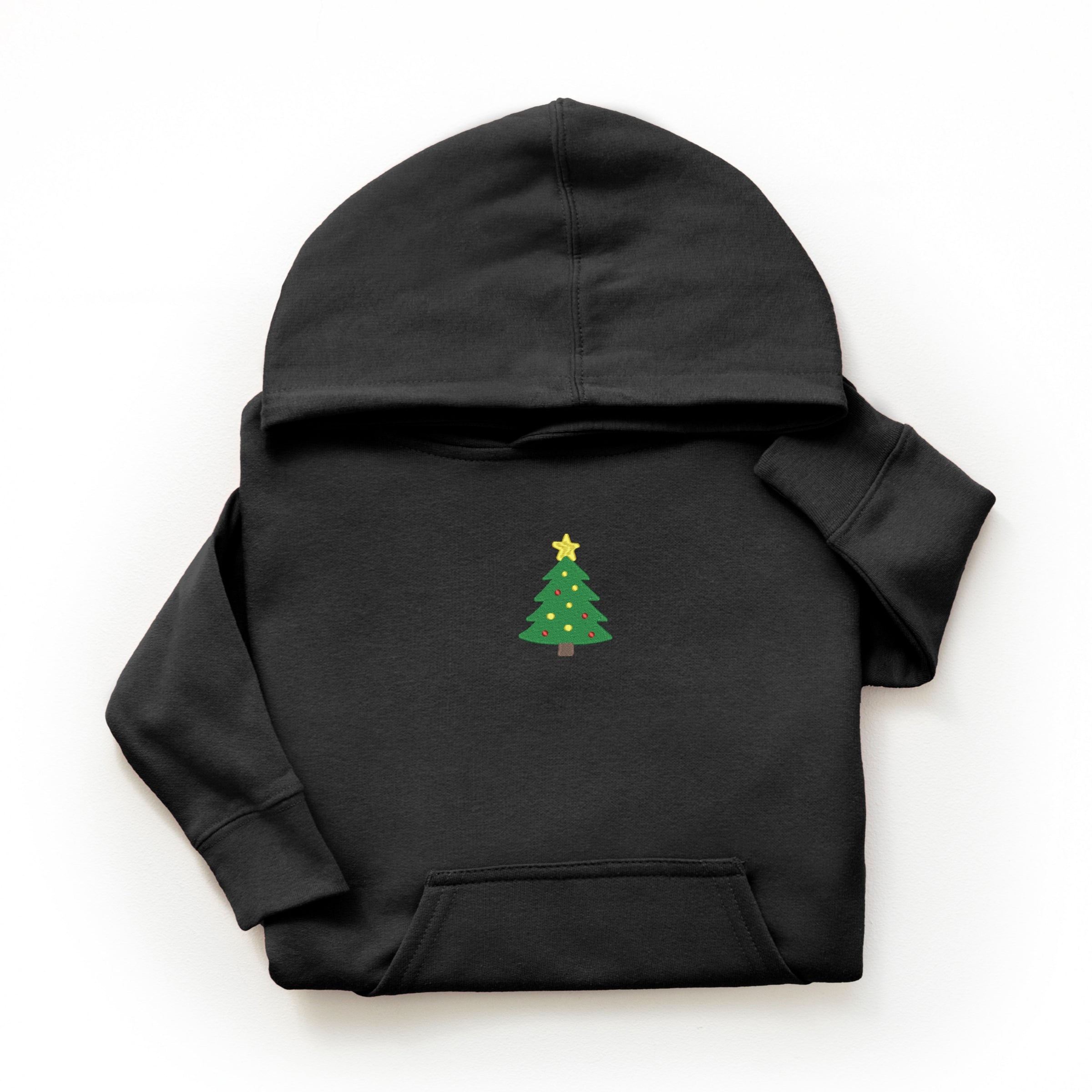 Embroidered Christmas Tree With Ornaments - Youth Graphic Hoodie