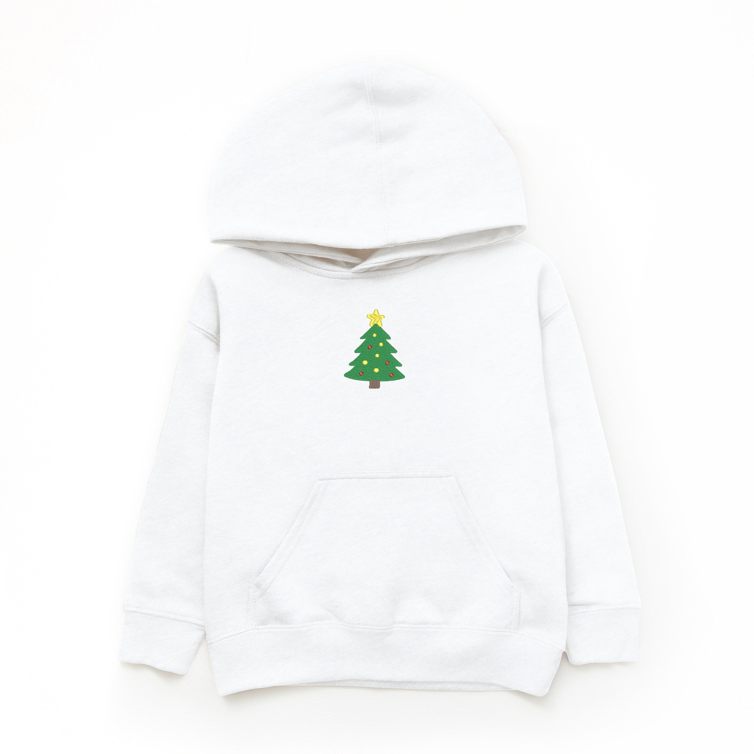 Embroidered Christmas Tree With Ornaments - Youth Graphic Hoodie