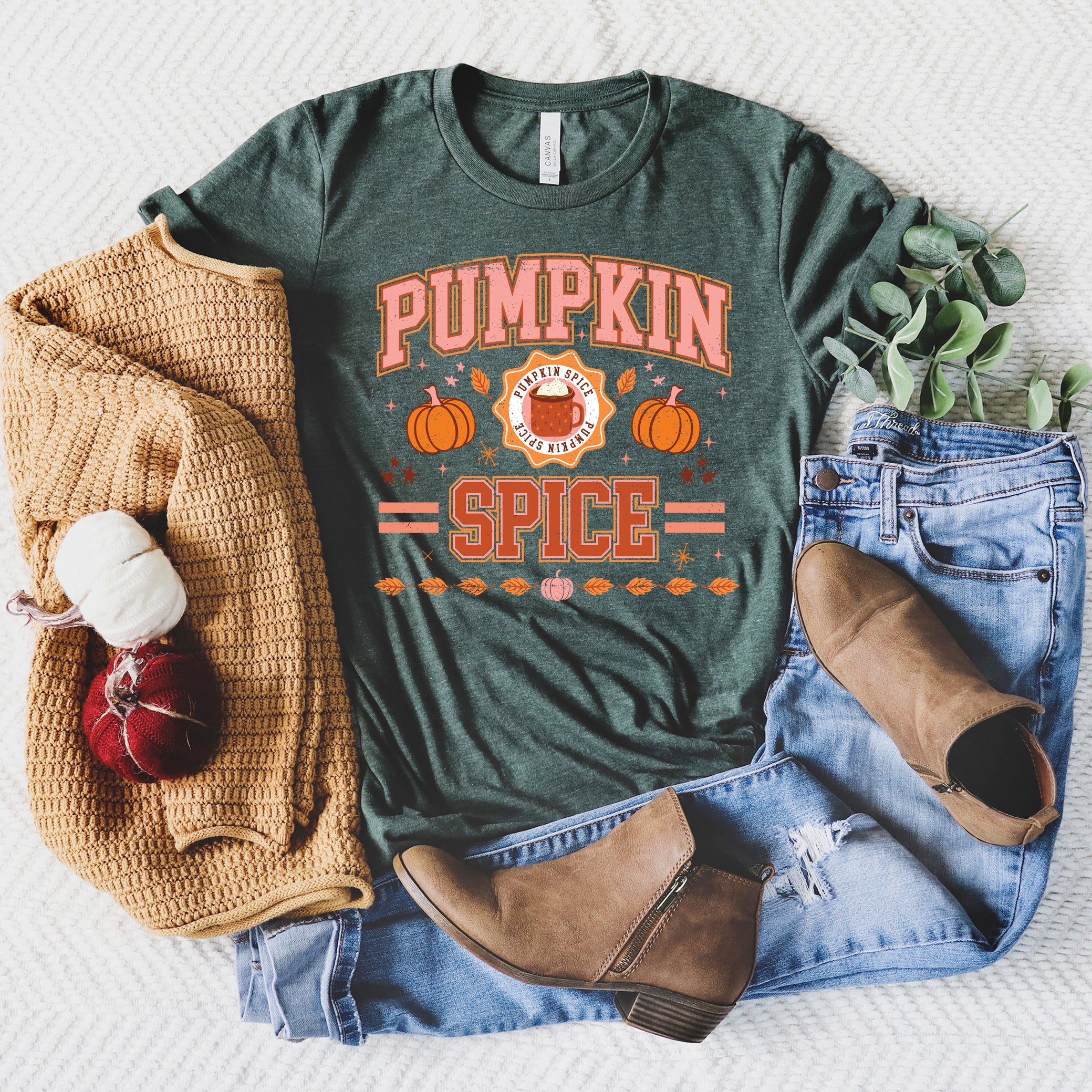 Pumpkin Spice Stripes | Short Sleeve Crew Neck