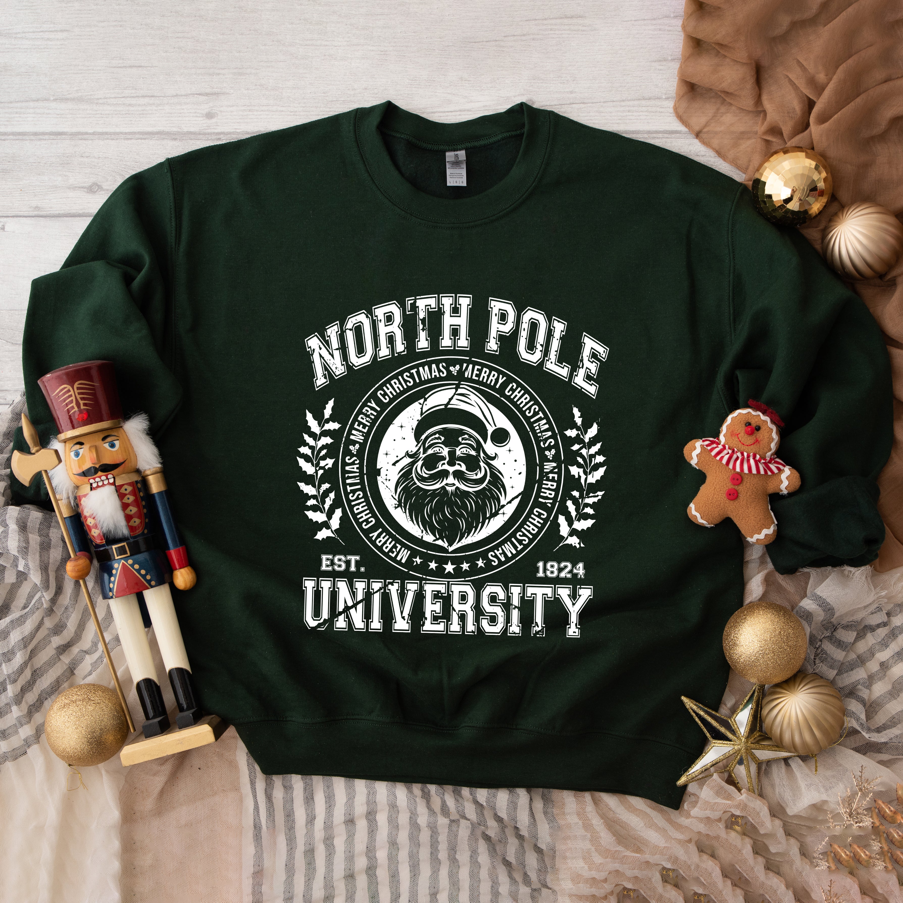 North Pole University Distressed | Sweatshirt