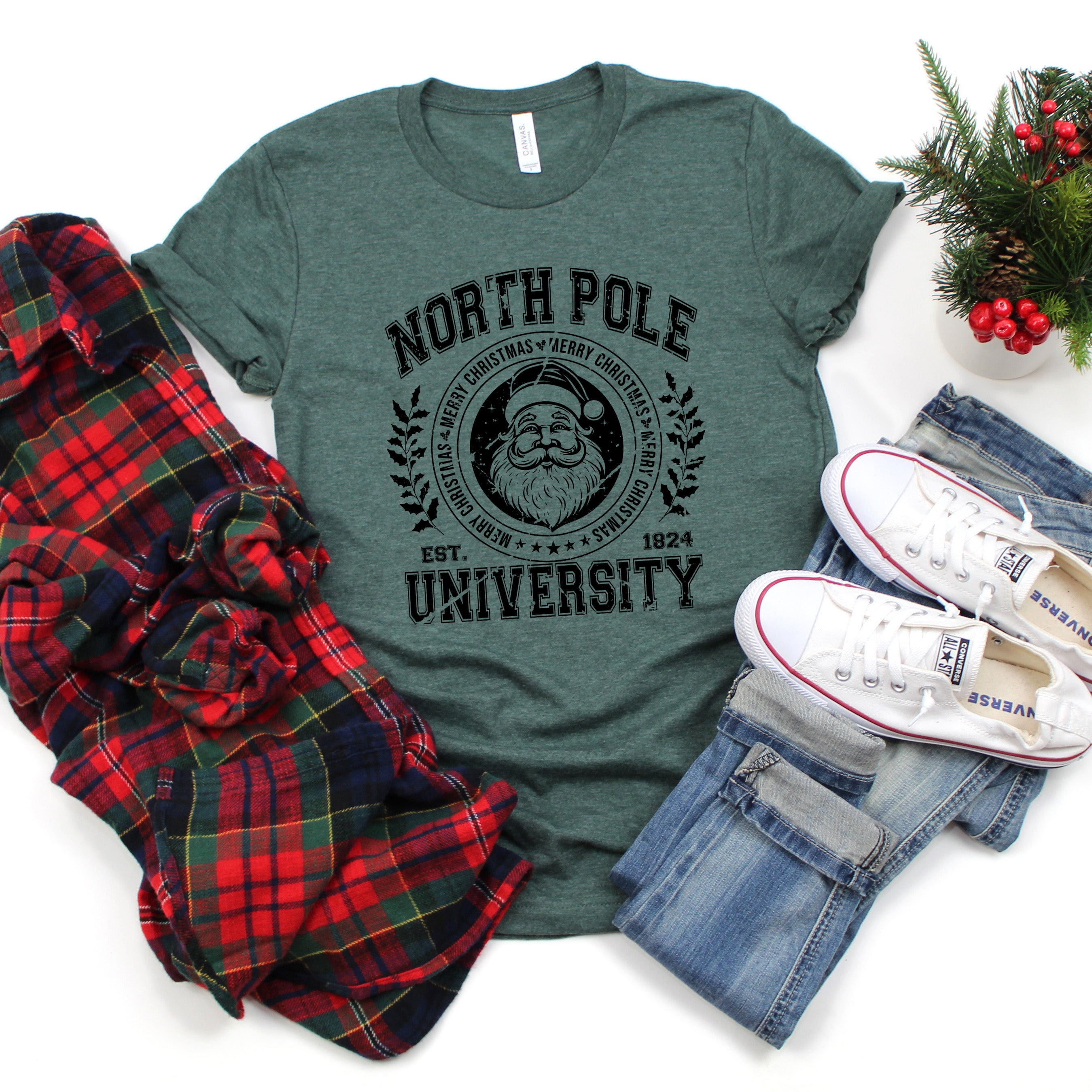 North Pole University Distressed | Short Sleeve Crew Neck