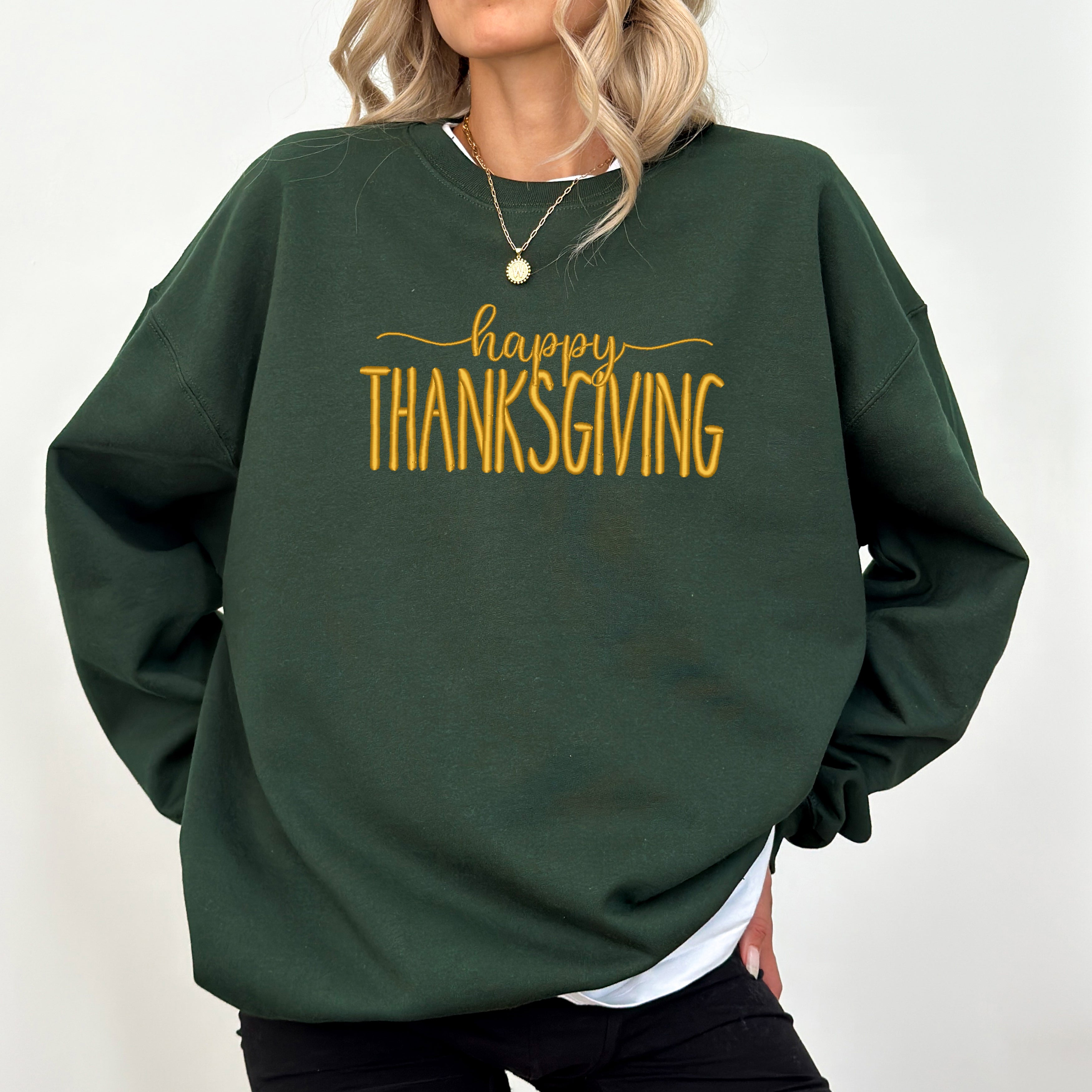 Happy Thanksgiving Embroidered | Sweatshirt
