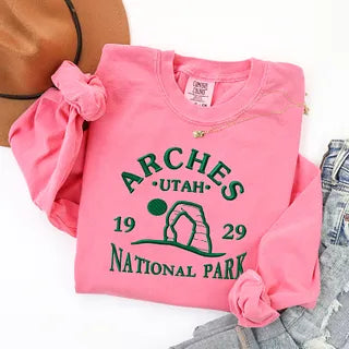 Embroidered Utah Arches | Garment Dyed Long Sleeve