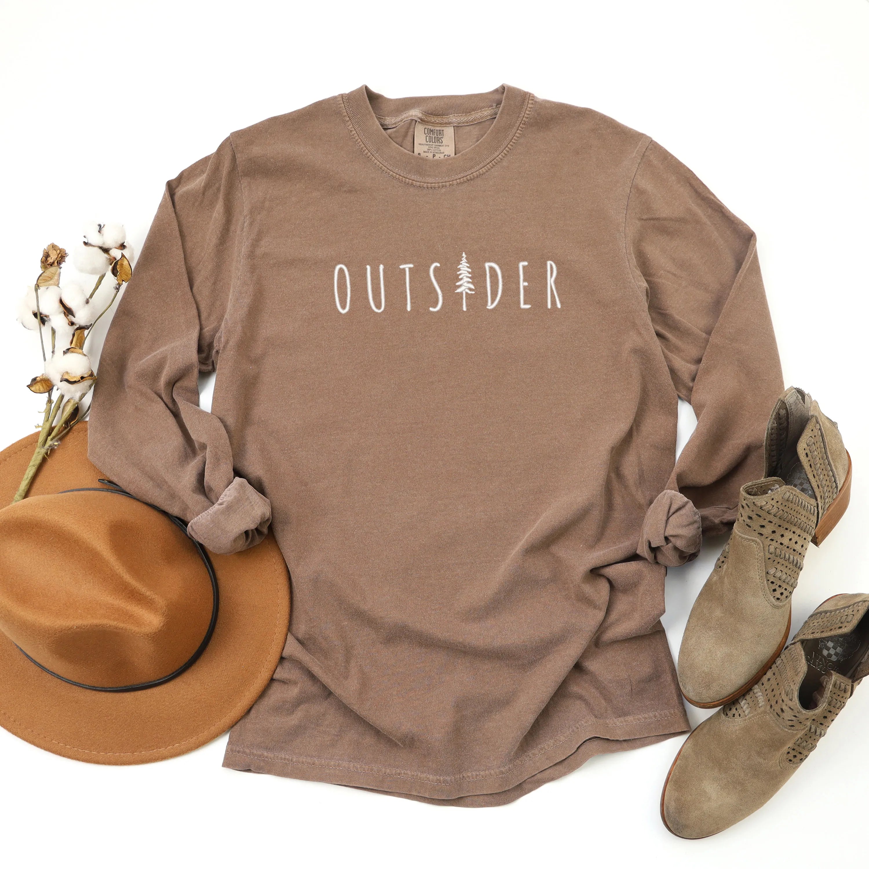 Embroidered Outsider Tree | Garment Dyed Long Sleeve