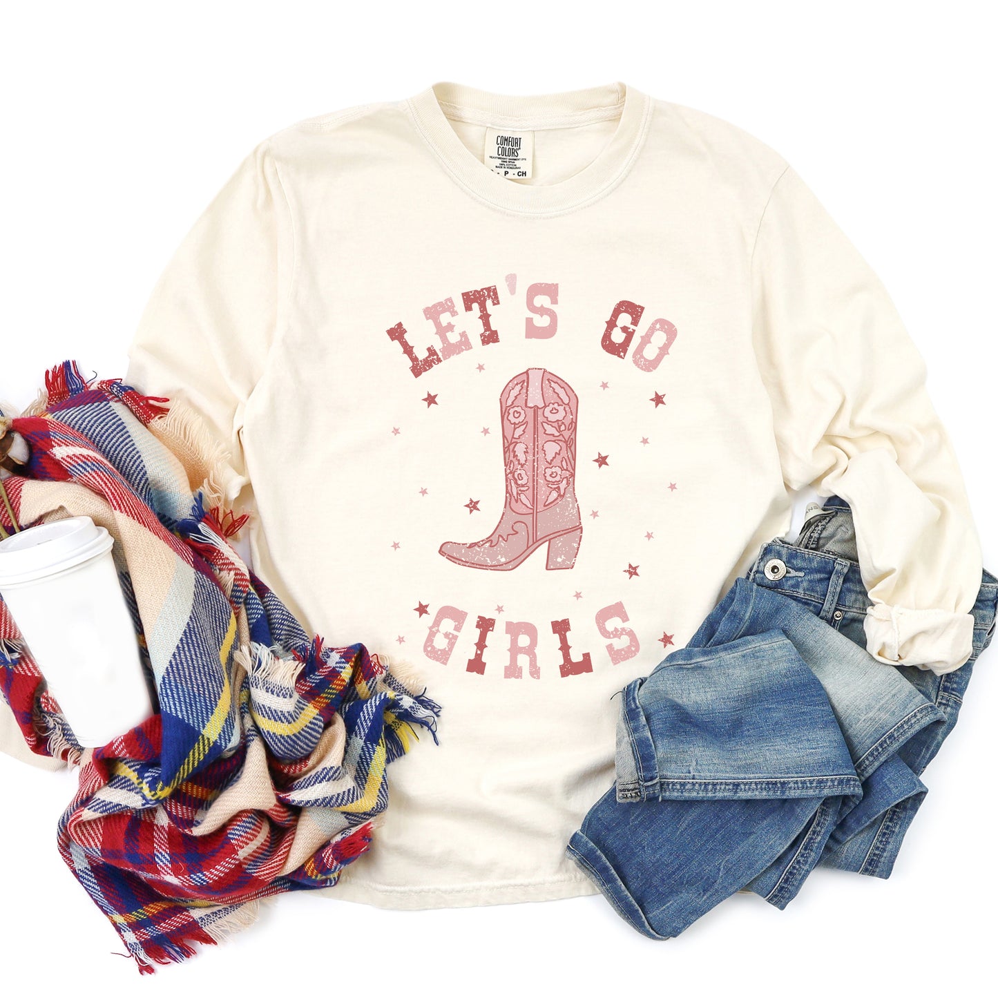 Let's Go Girl Boot | Garment Dyed Long Sleeve Tee