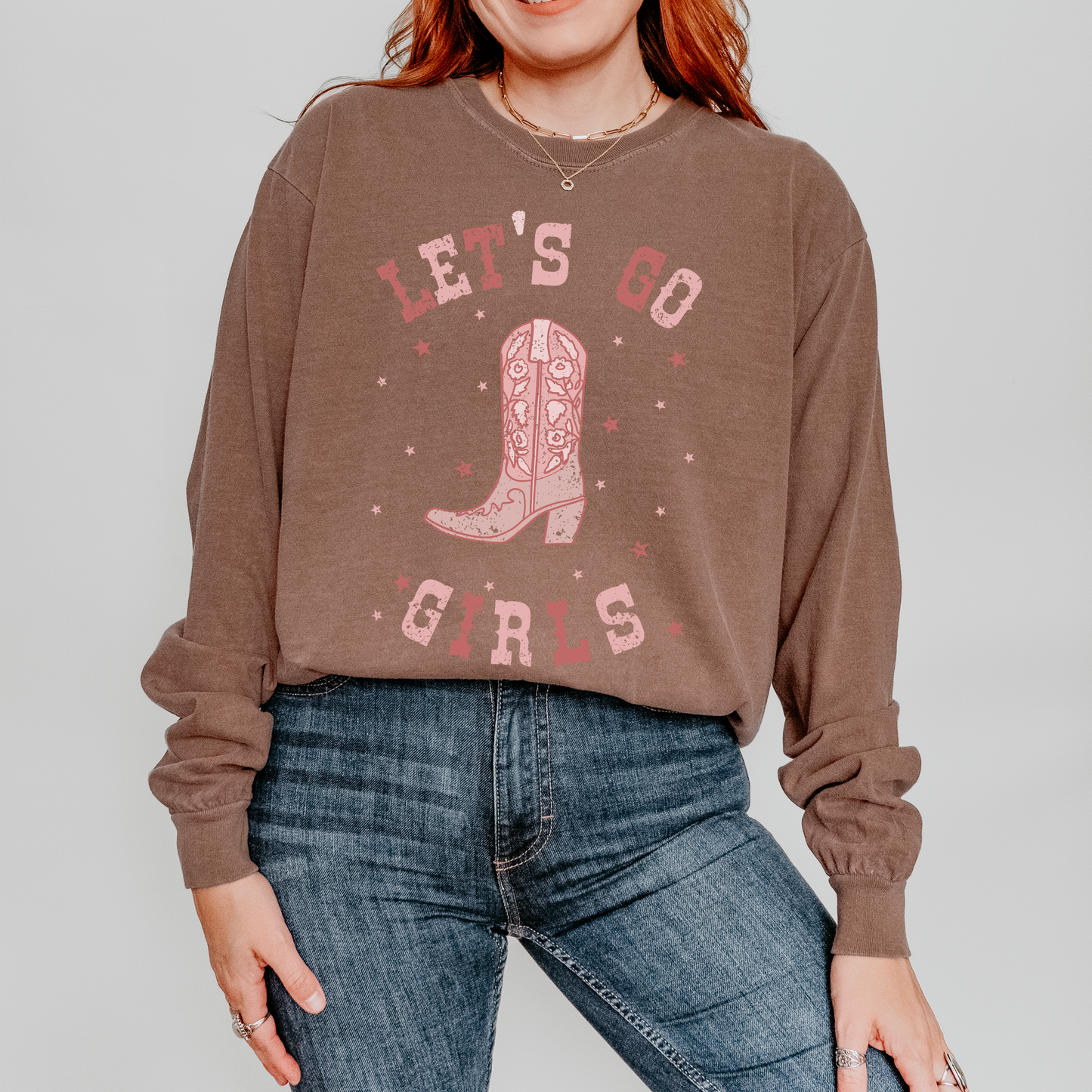 Let's Go Girl Boot | Garment Dyed Long Sleeve Tee