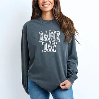 Embroidered Game Day Arched | Garment Dyed Long Sleeve