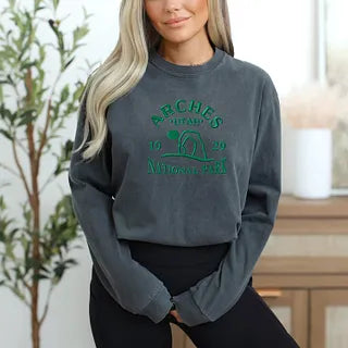 Embroidered Utah Arches | Garment Dyed Long Sleeve