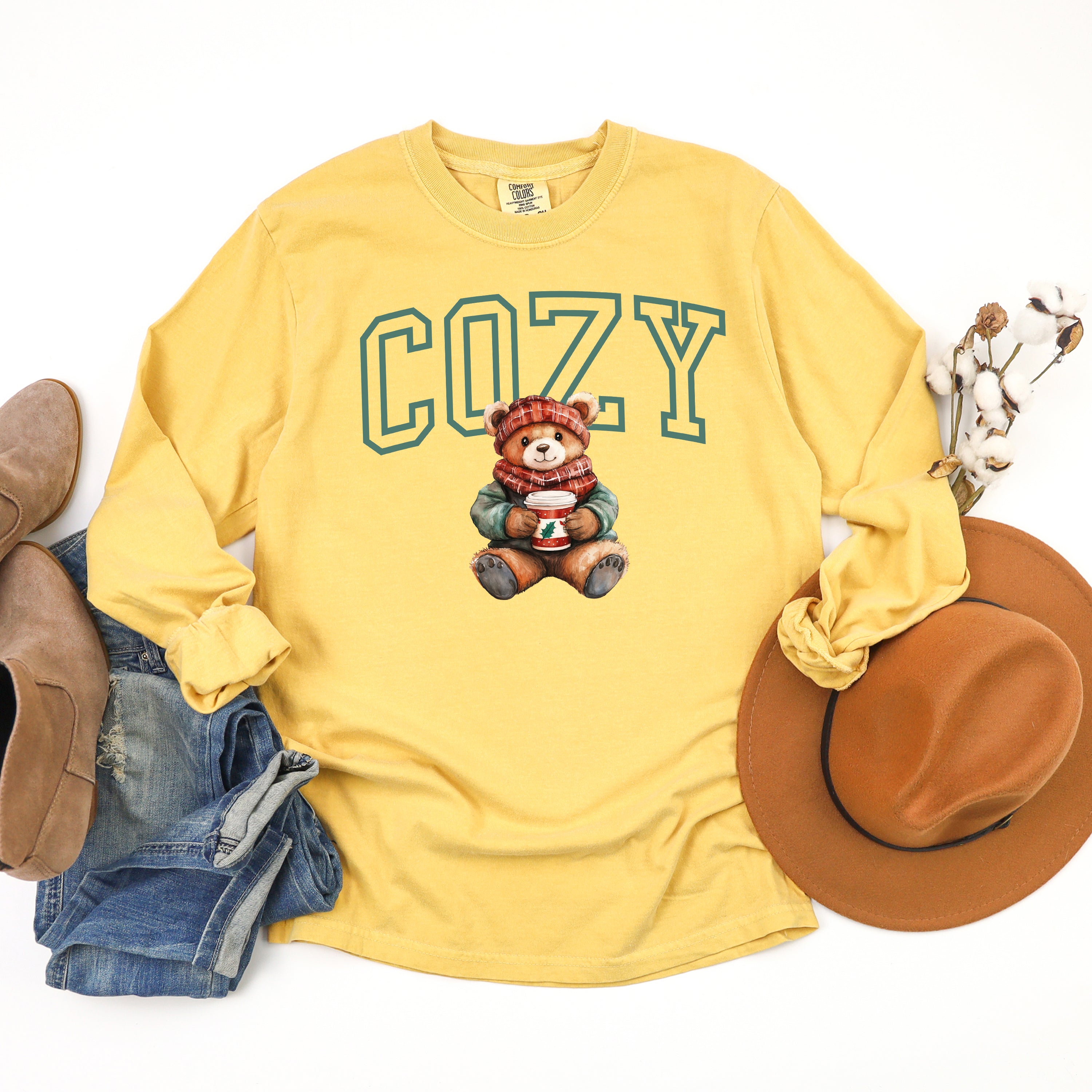 Cozy Bear | Garment Dyed Long Sleeve