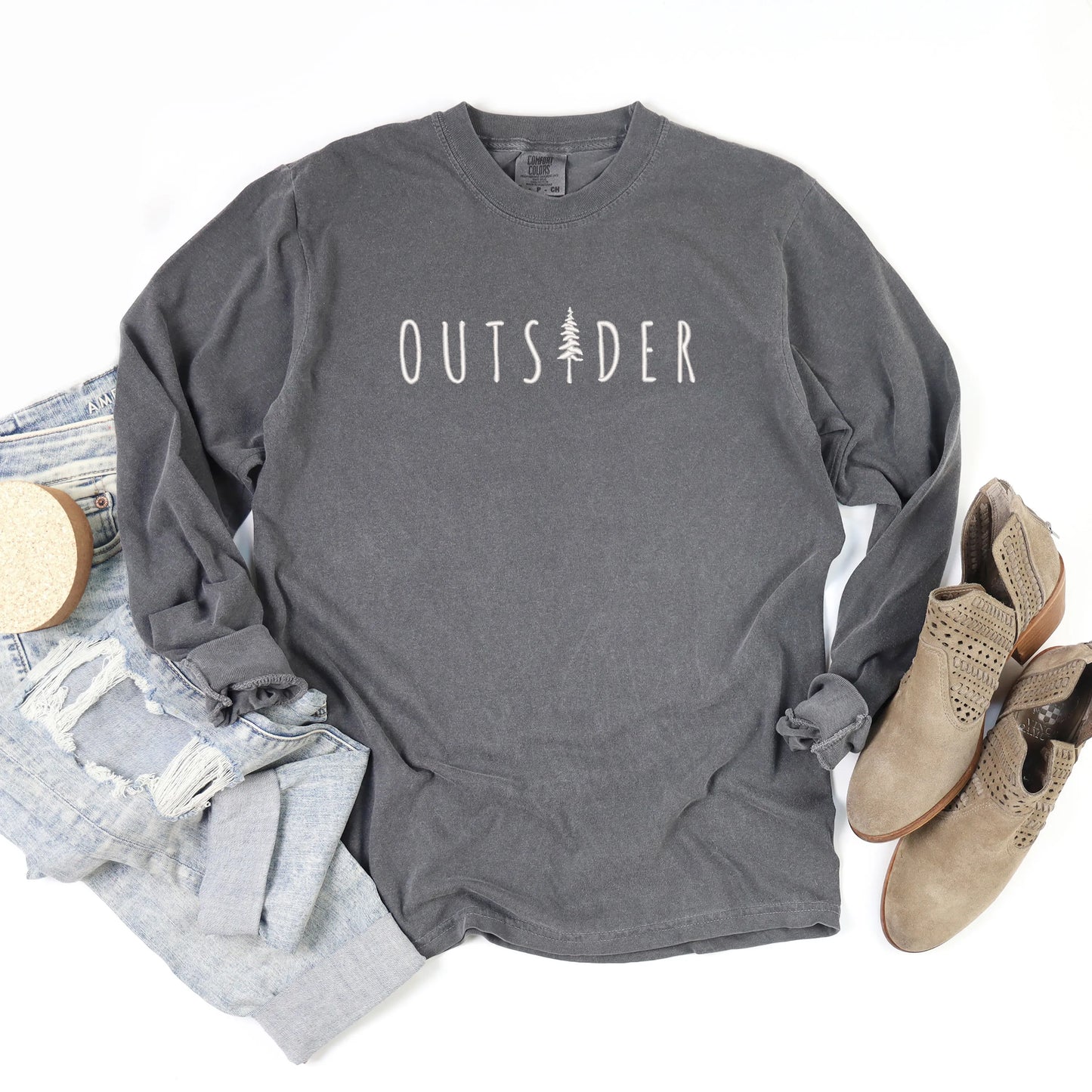 Embroidered Outsider Tree | Garment Dyed Long Sleeve