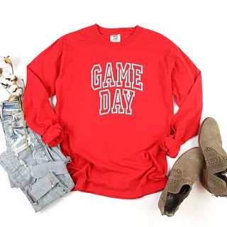 Embroidered Game Day Arched | Garment Dyed Long Sleeve