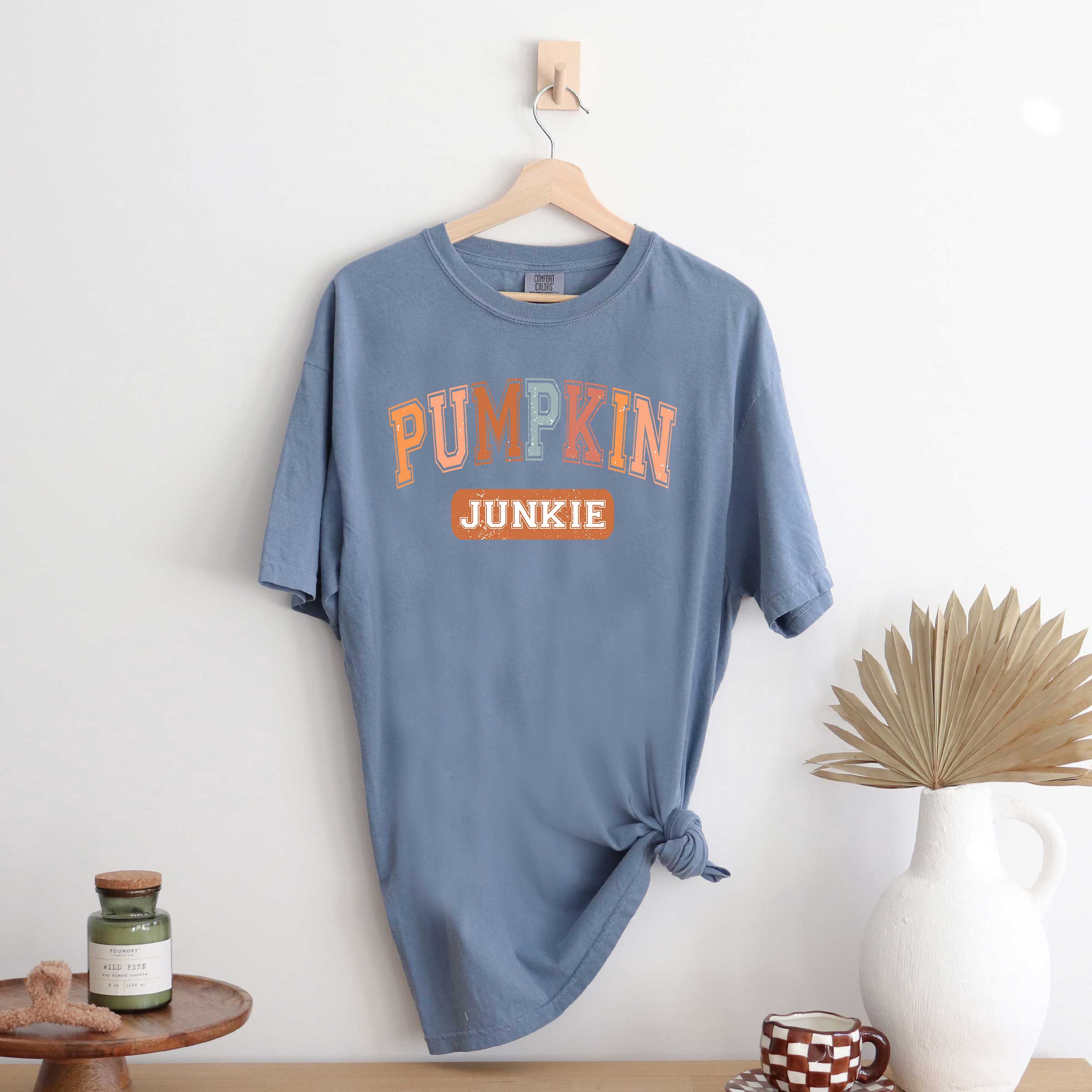 Varsity Pumpkin Junkie | Garment Dyed Tee