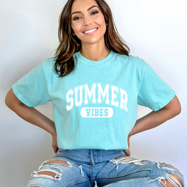 Varsity Summer Vibes | Garment Dyed Short Sleeve Tee