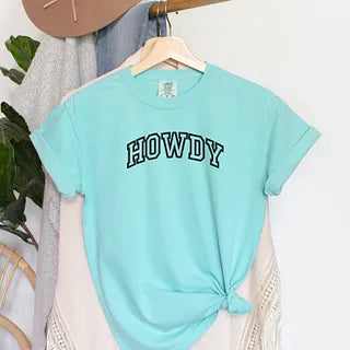 Embroidered Howdy Varsity Outline | Garment Dyed Tee