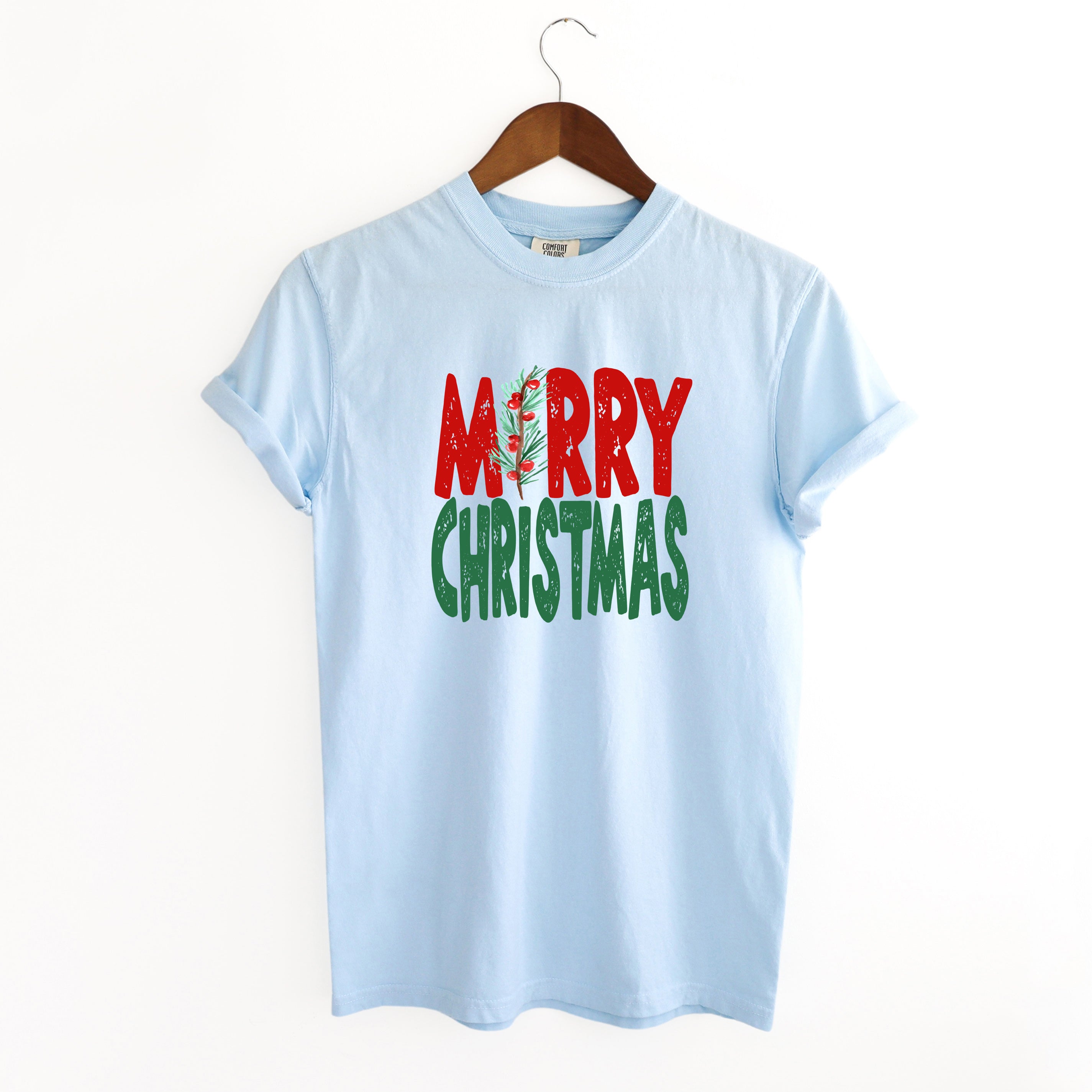 Red and Green Merry Christmas | Garment Dyed Tee