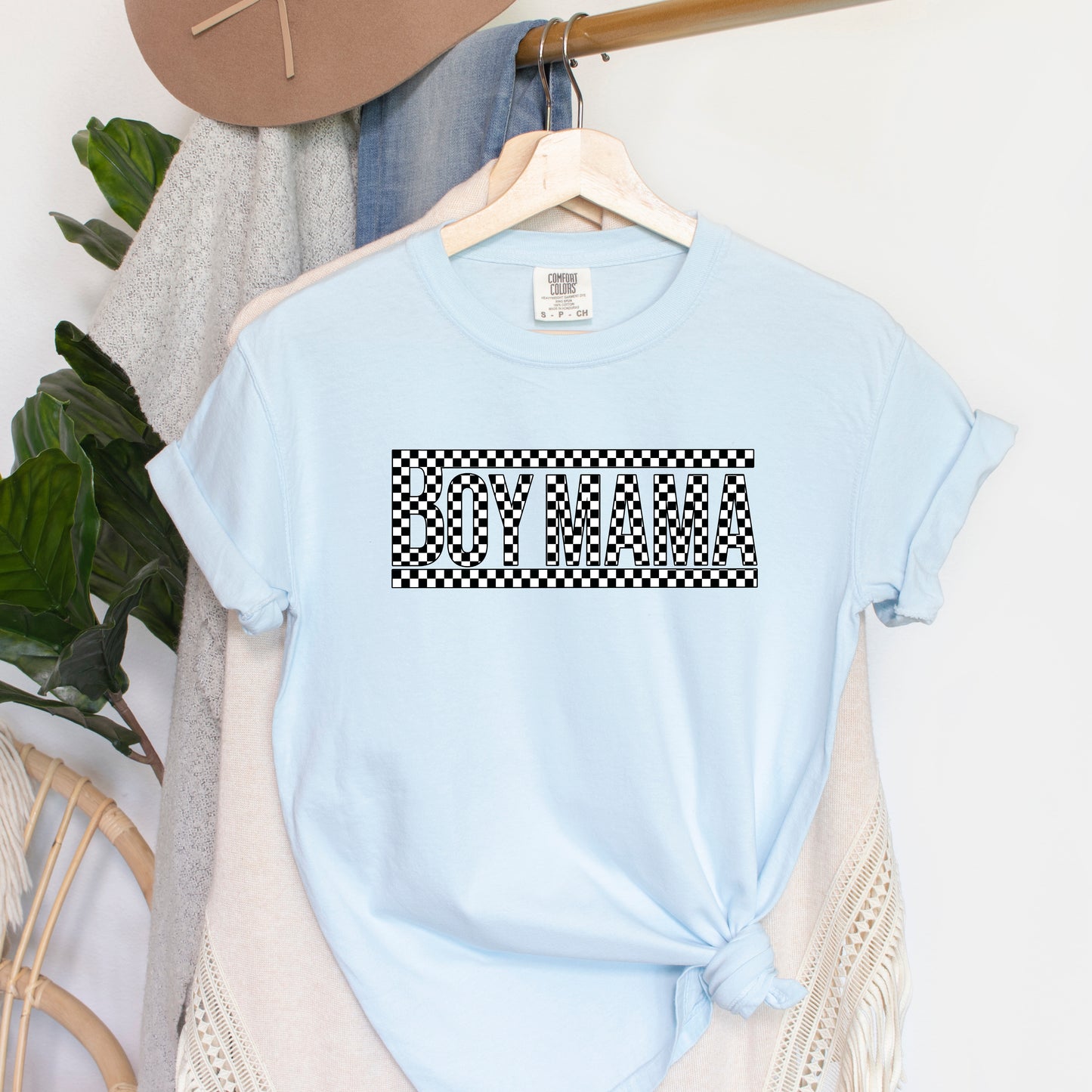 Boy Mama Checkered Box | Garment Dyed Short Sleeve Tee